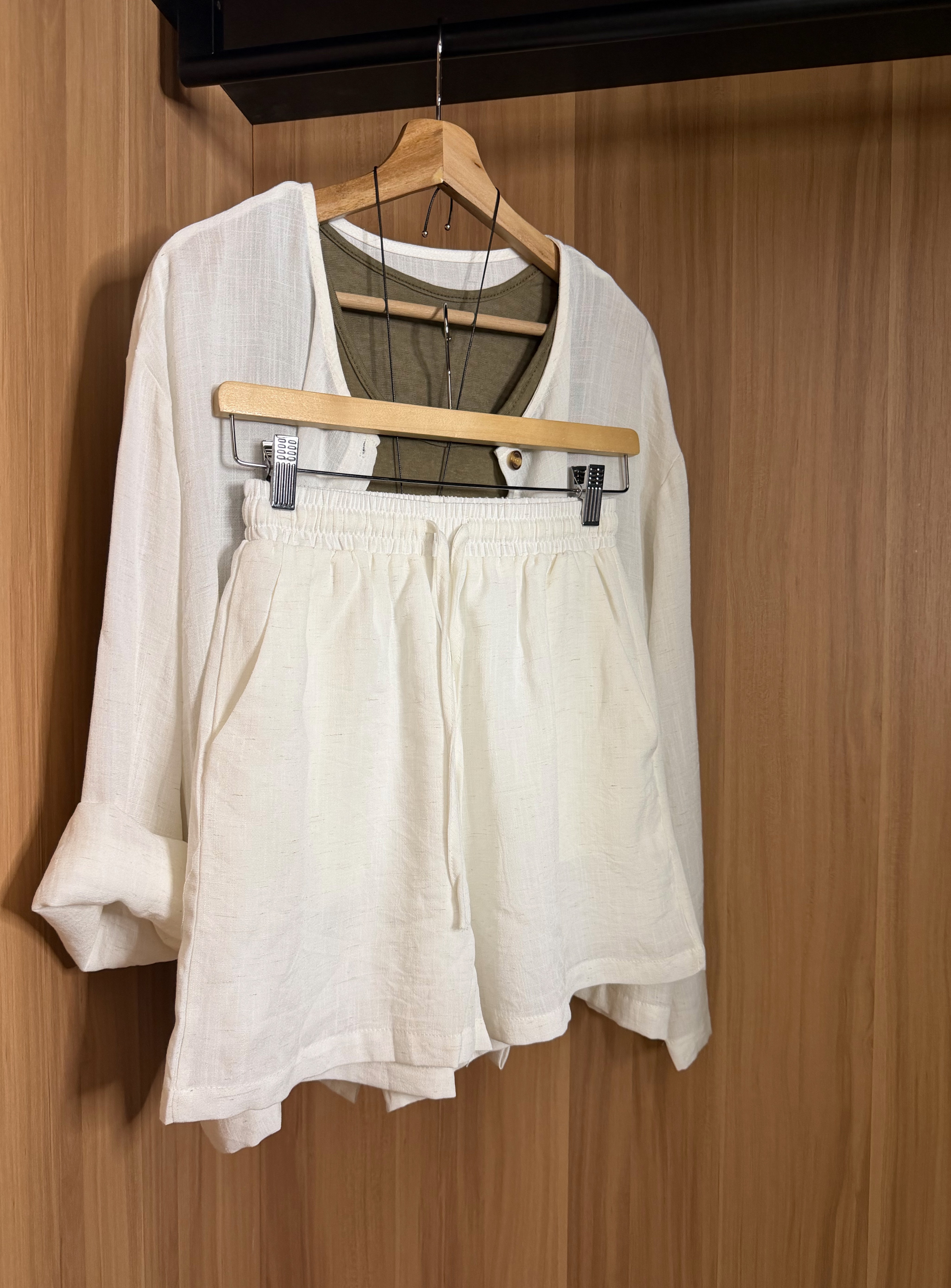 JEHS85028 MUJI  LINEN SHORT SET
