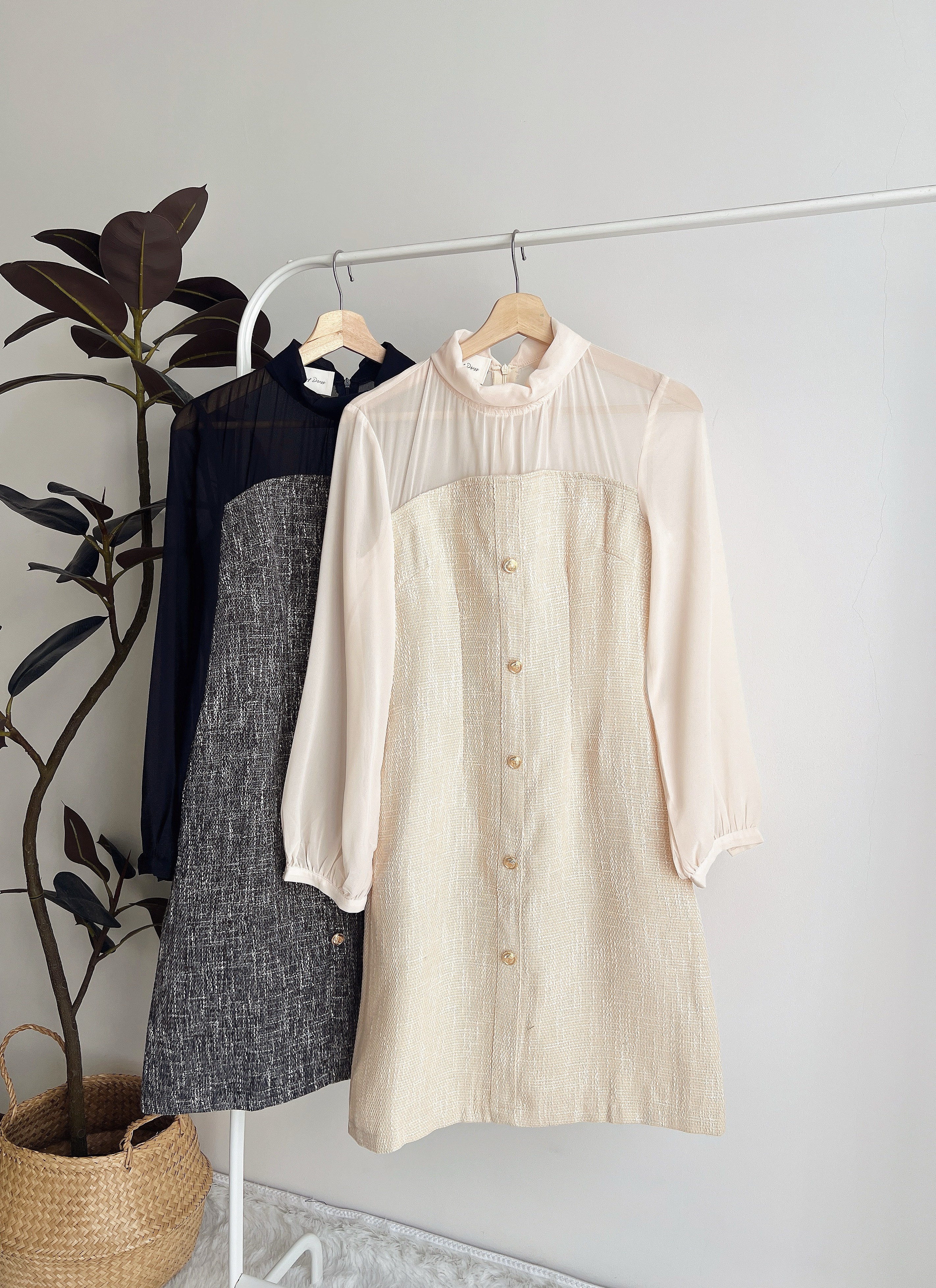 D71992  QUINN TWEED SHEER PREMIUM DRESS 