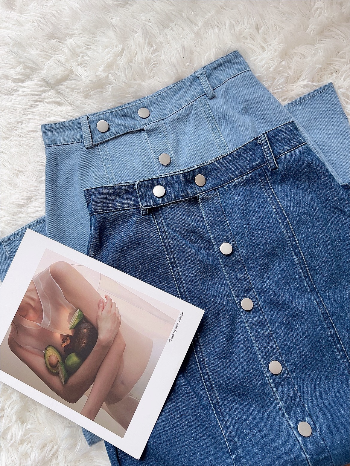 B70582 ALYA BUTTONS DENIM MIDI SKIRT