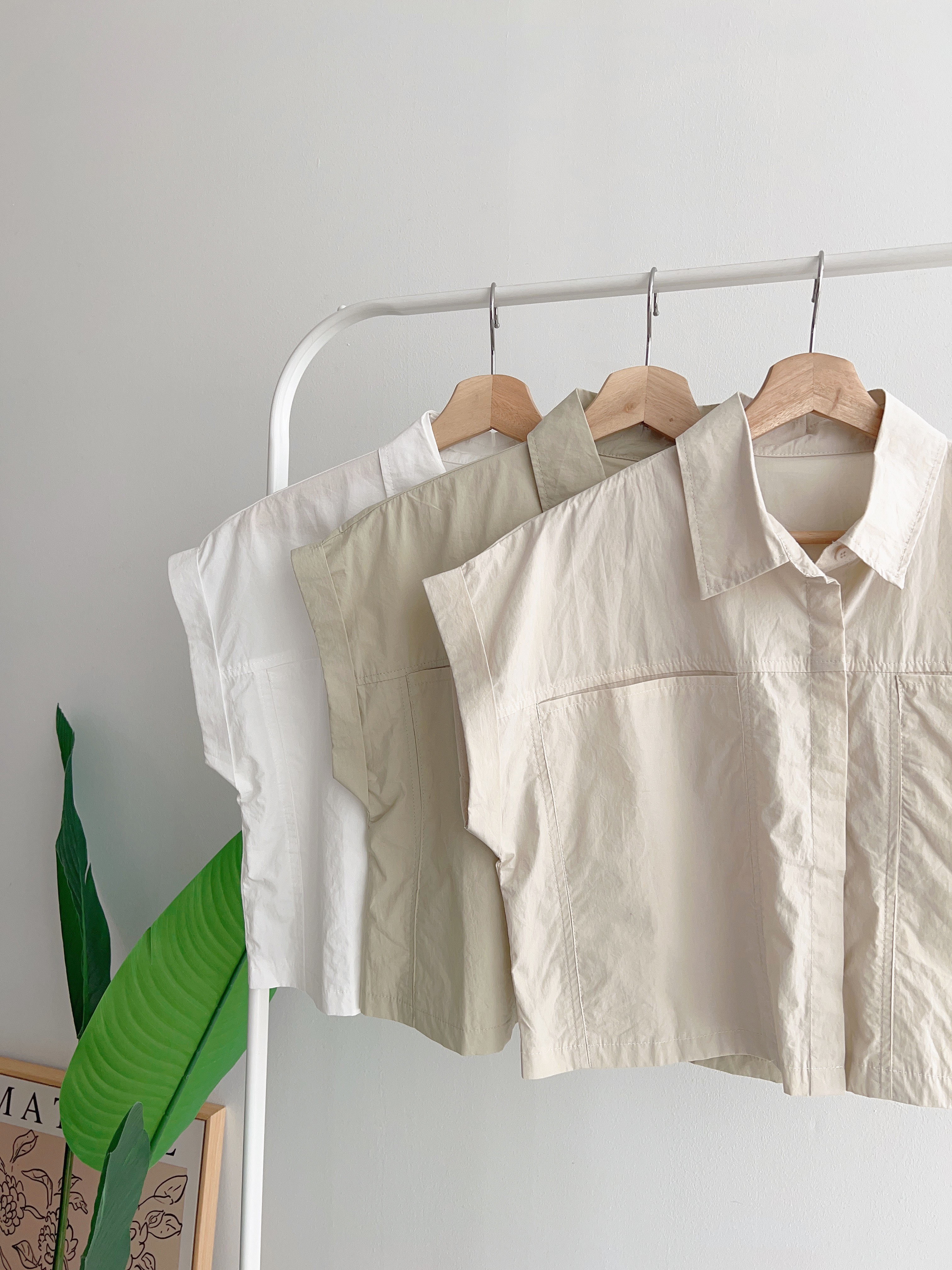 T70477 FOLDED SLEEVE COLLAR SHIRT 