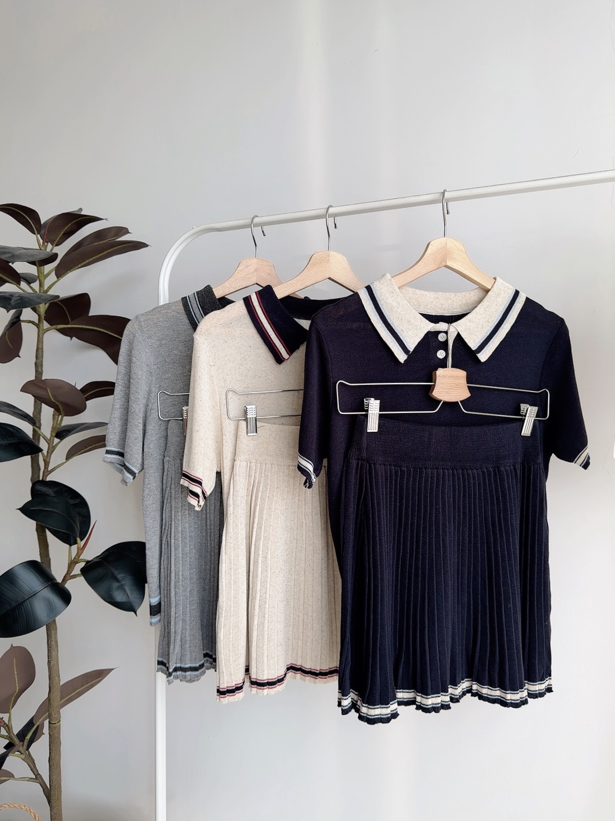 S72557 RINA KNIT POLO SKIRT SET