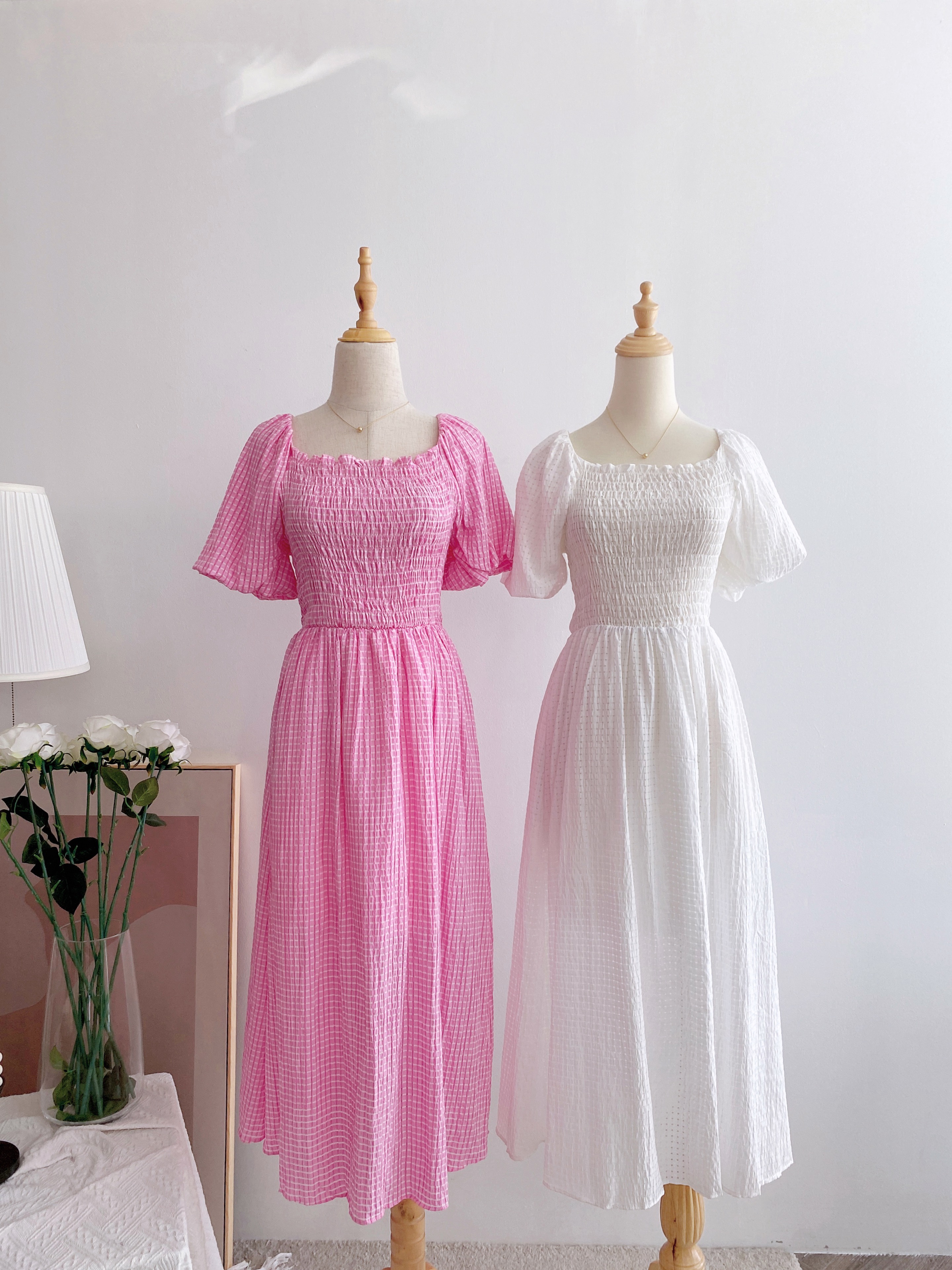 D7265 PREMIUM GATHERED WAIST MIDI DRESS