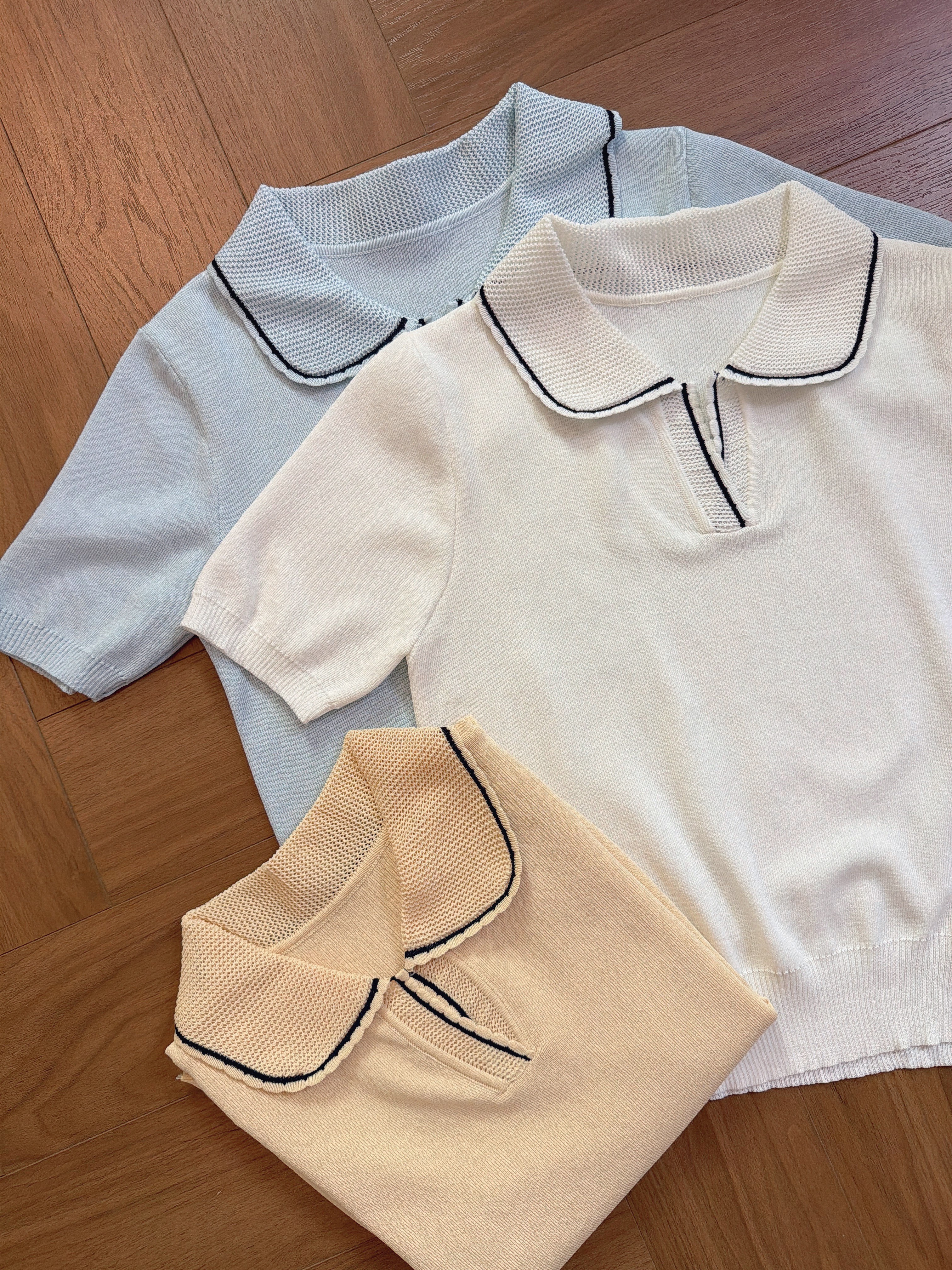 ZSJT1622 ELLY FRENCH COLLAR  KNIT TOP