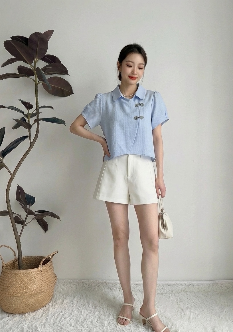 T72632 RUYI BUTTONED ORIENTAL BLOUSE