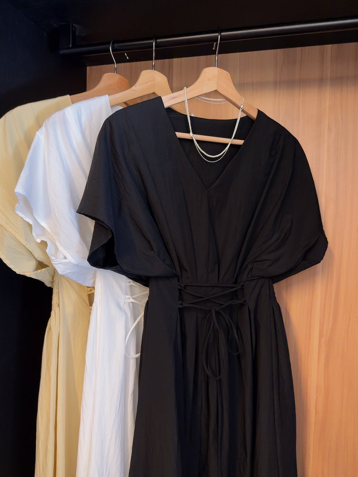 FD6033  VERO PREMIUM V NECK PUFF DRESS