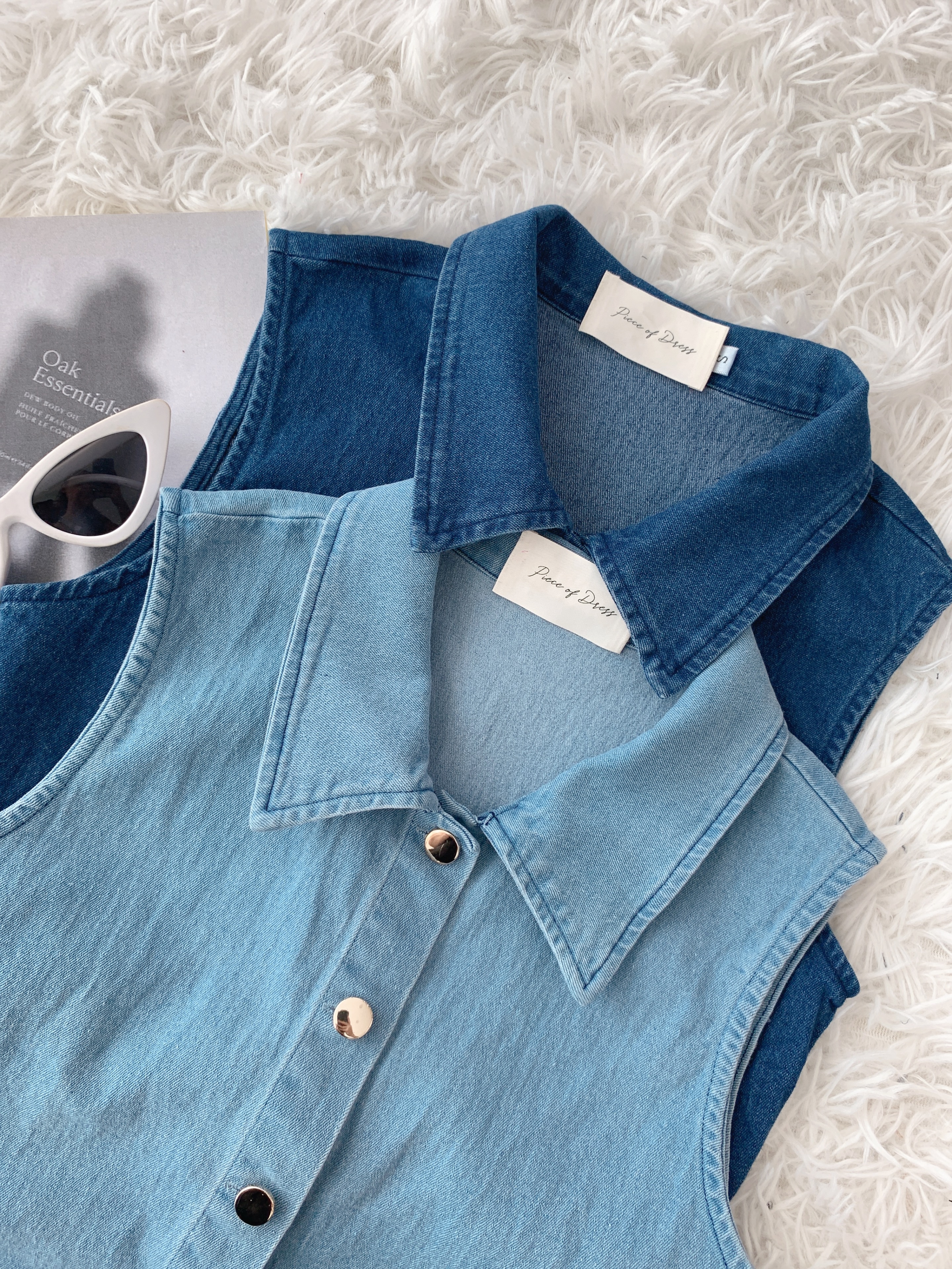 T70489 BROOKIE DENIM SLEEVELESS SHIRT