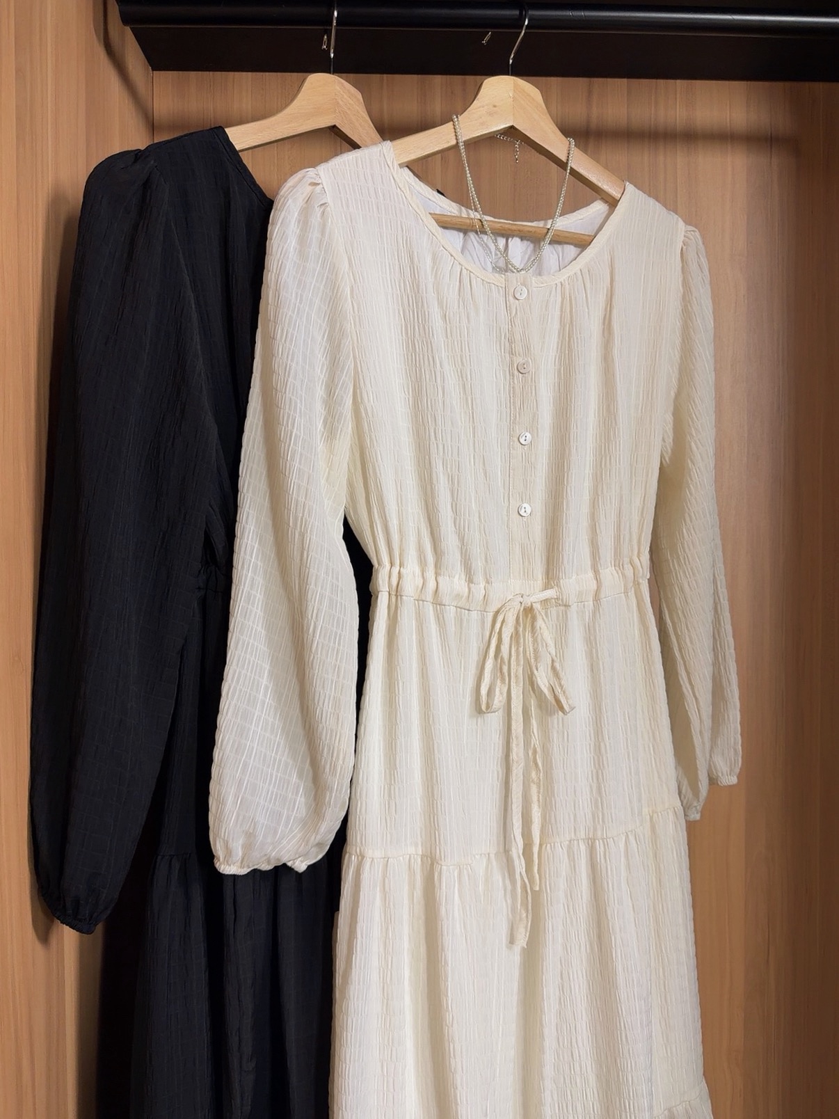 CCD203A MIYA TEXTURED DRAWSTRING DRESS