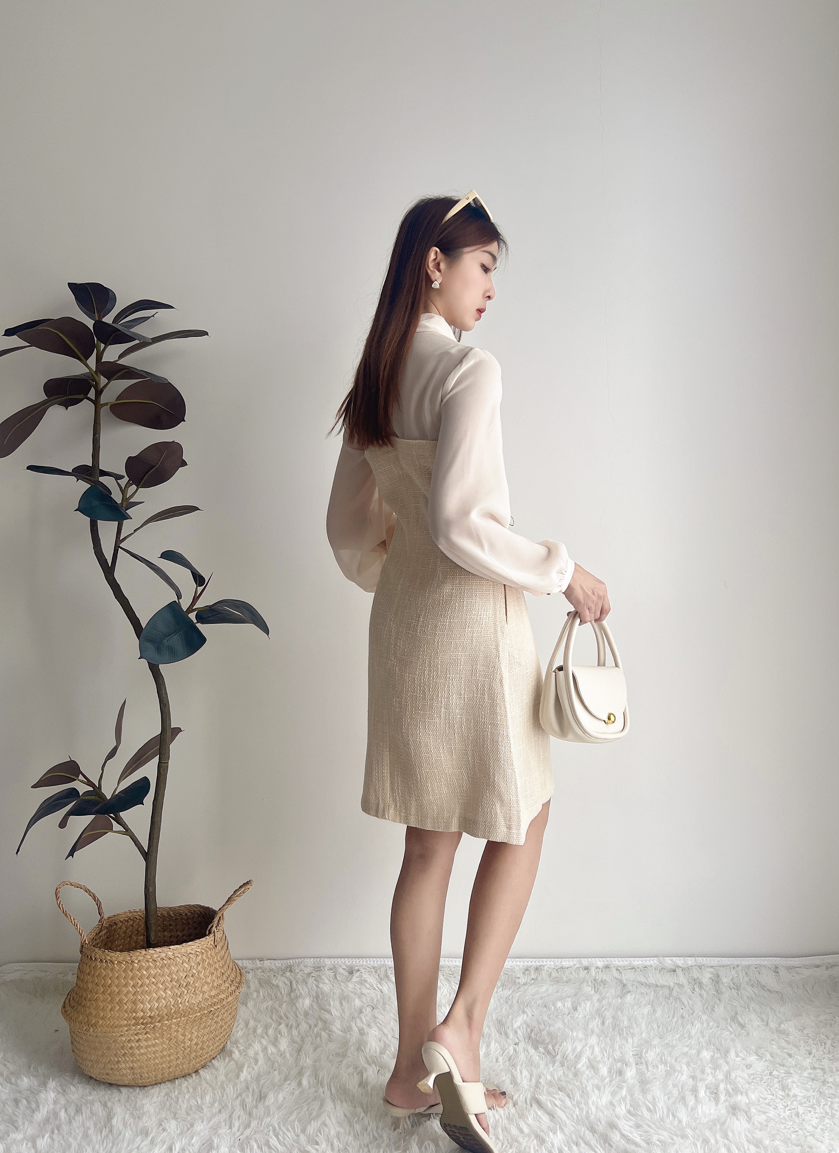 D71992  QUINN TWEED SHEER PREMIUM DRESS 