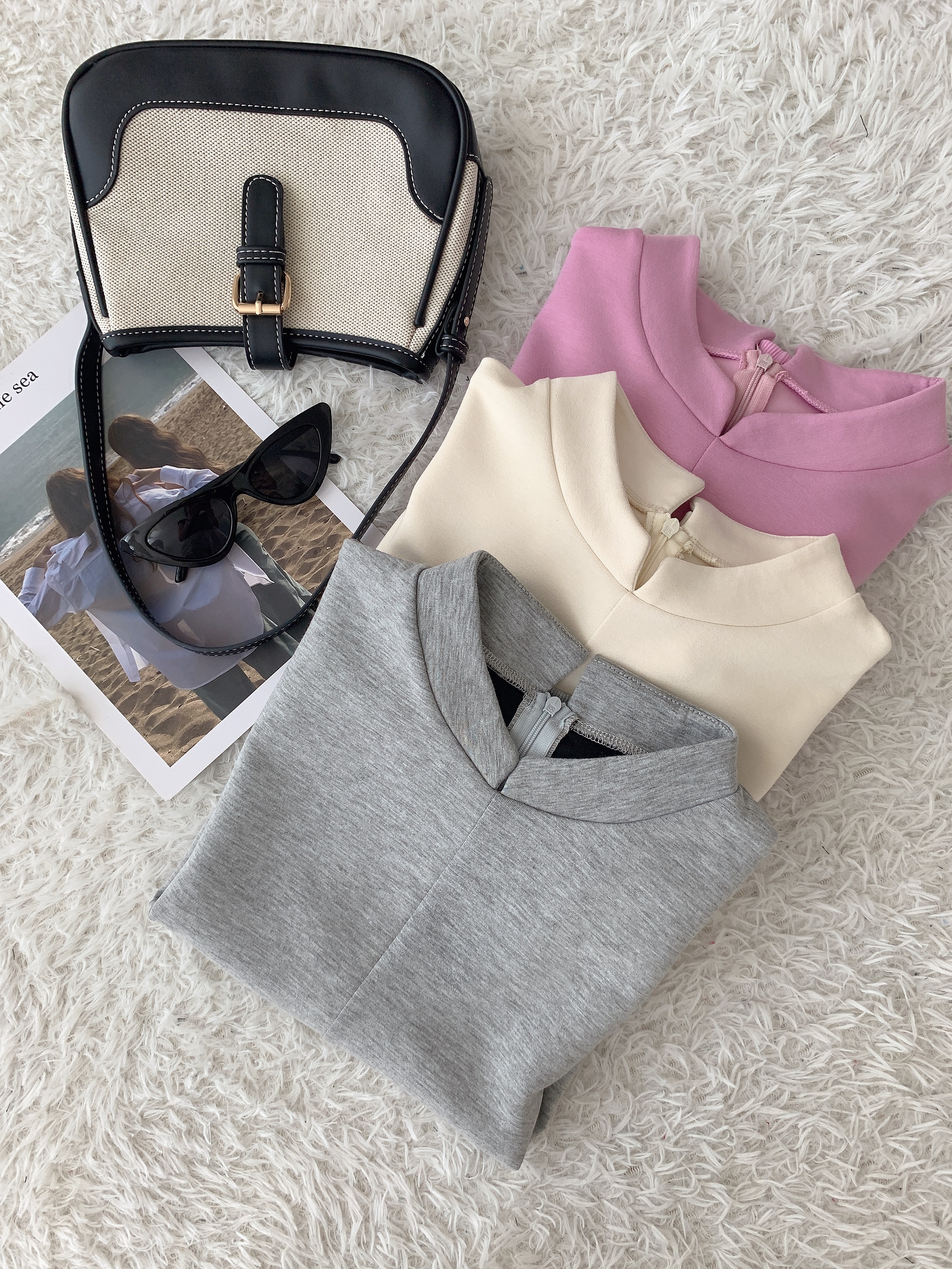 T70067 PENELOP HIGH NECK COLLAR CASUAL TOP