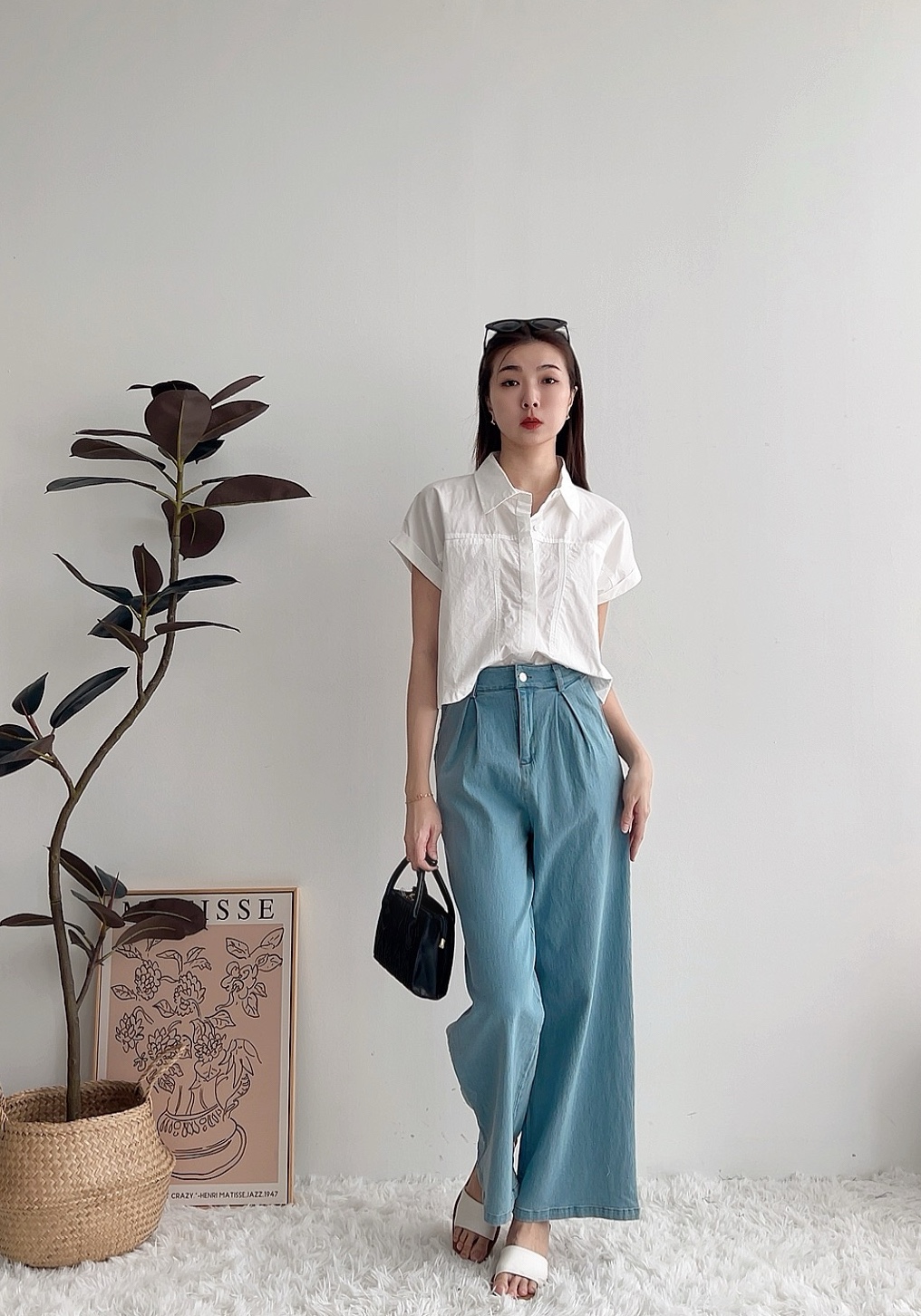 T70477 FOLDED SLEEVE COLLAR SHIRT 