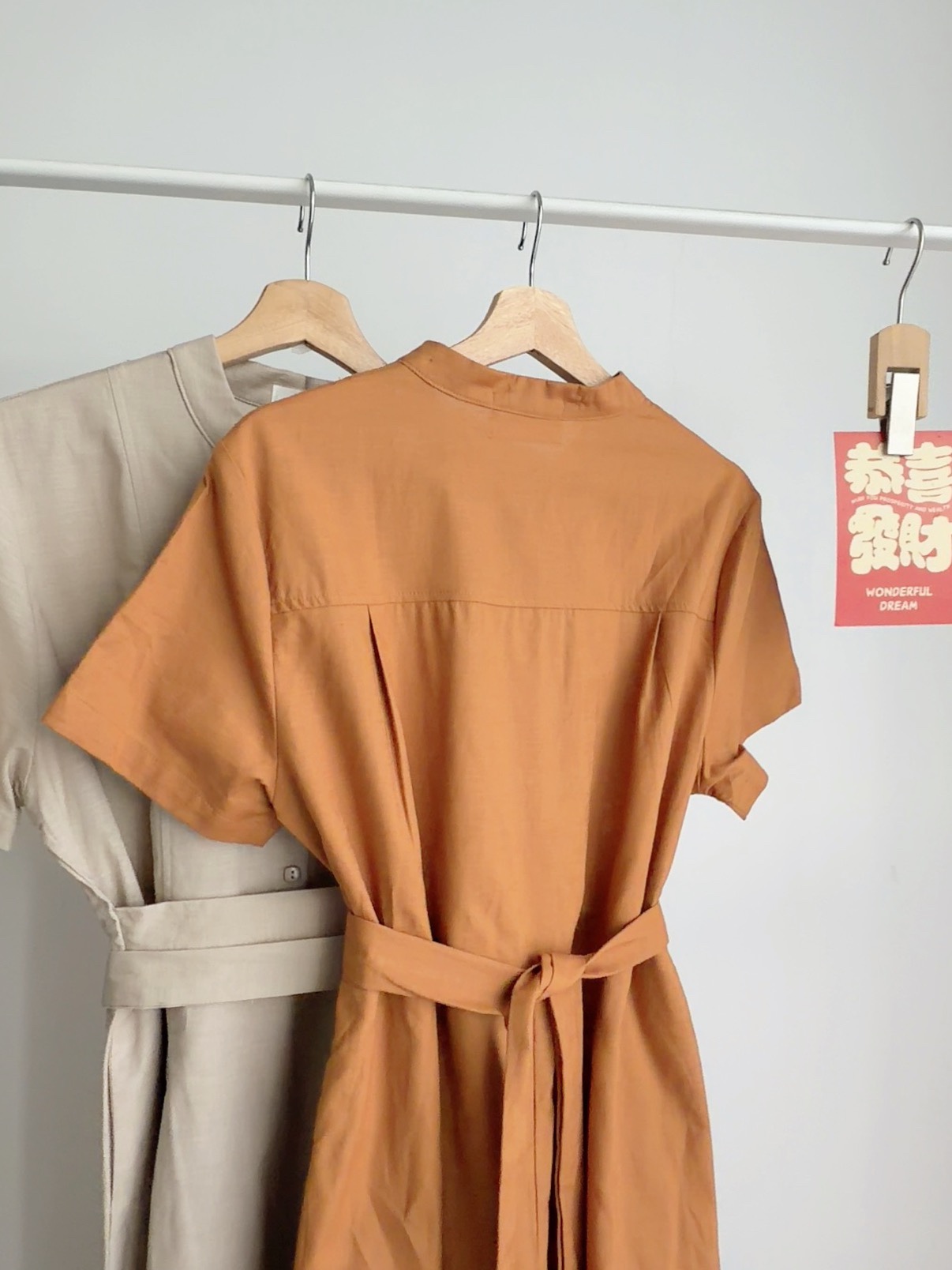 D72699 FAYE LINEN CROSS WAIST DRESS