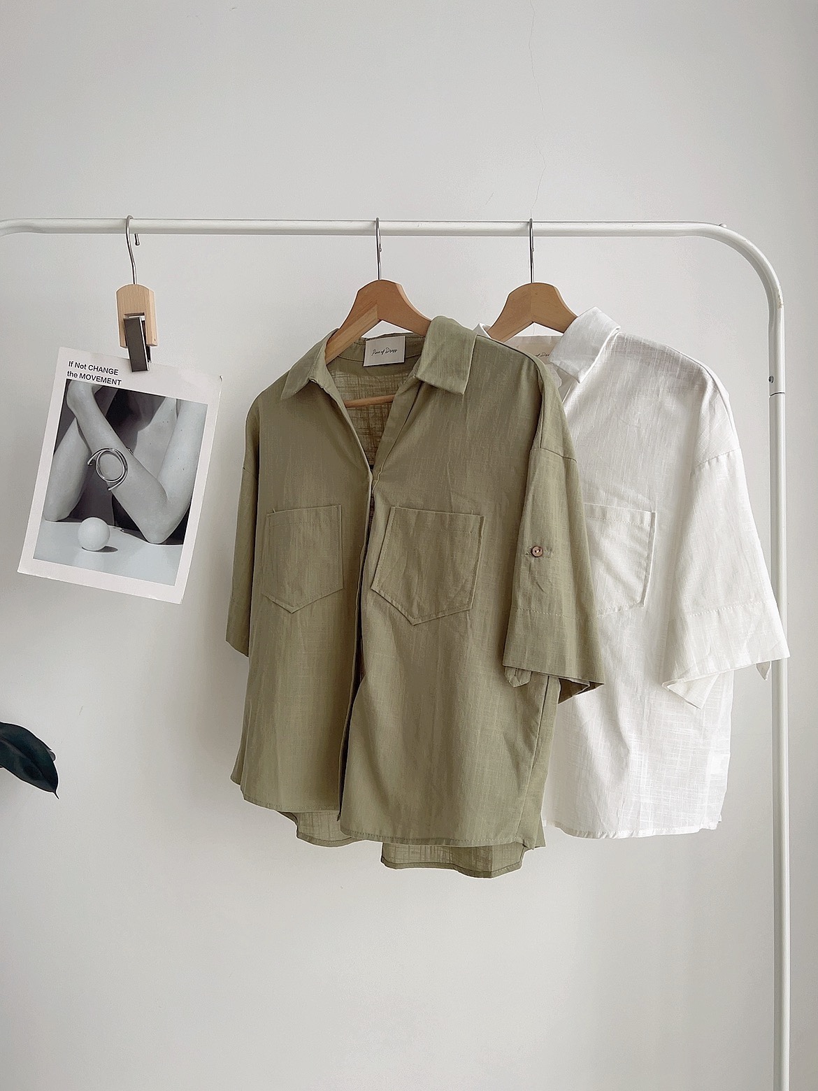 T72483 ELARA LINEN V COLLAR SHIRT