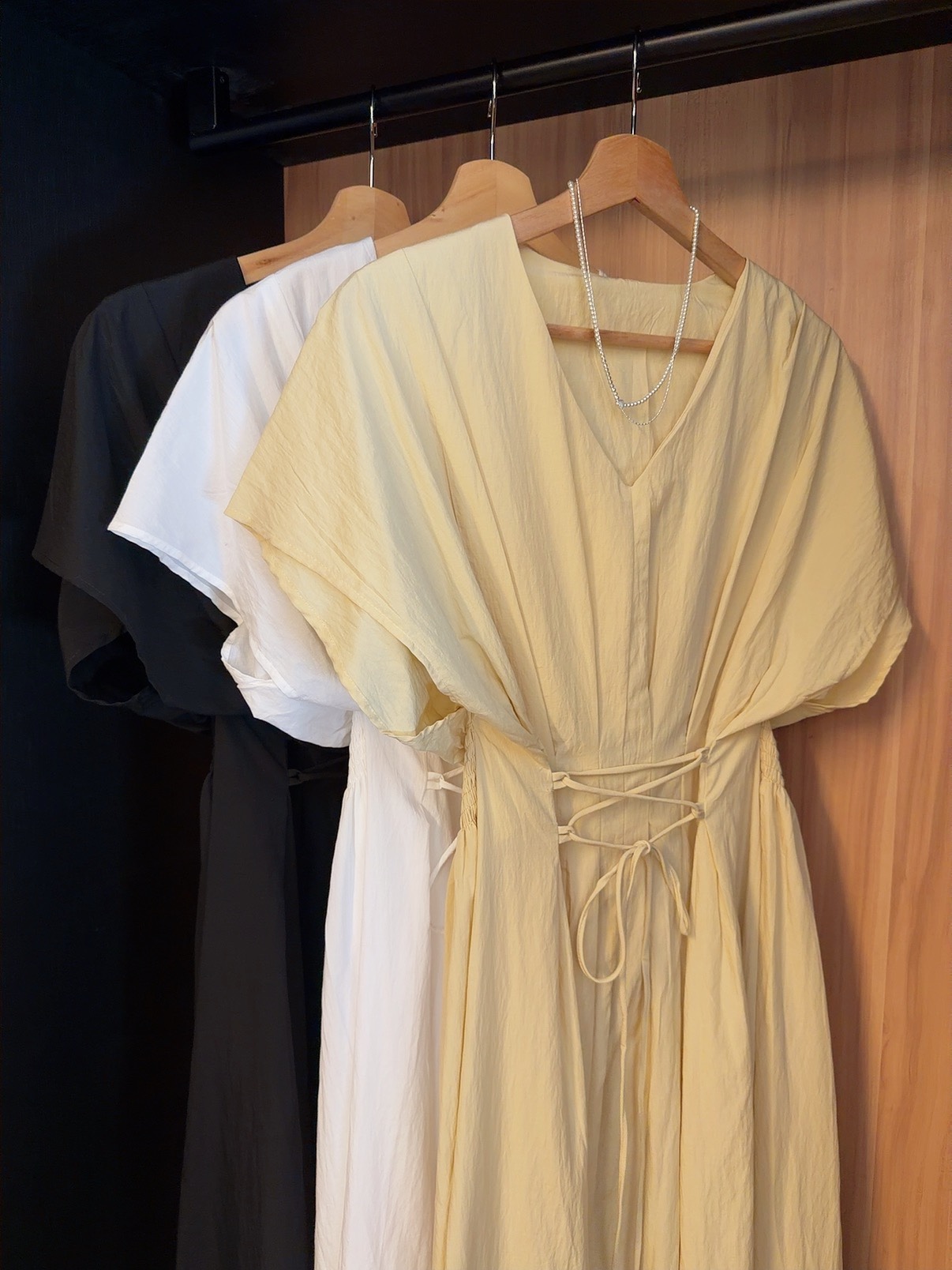 FD6033  VERO PREMIUM V NECK PUFF DRESS