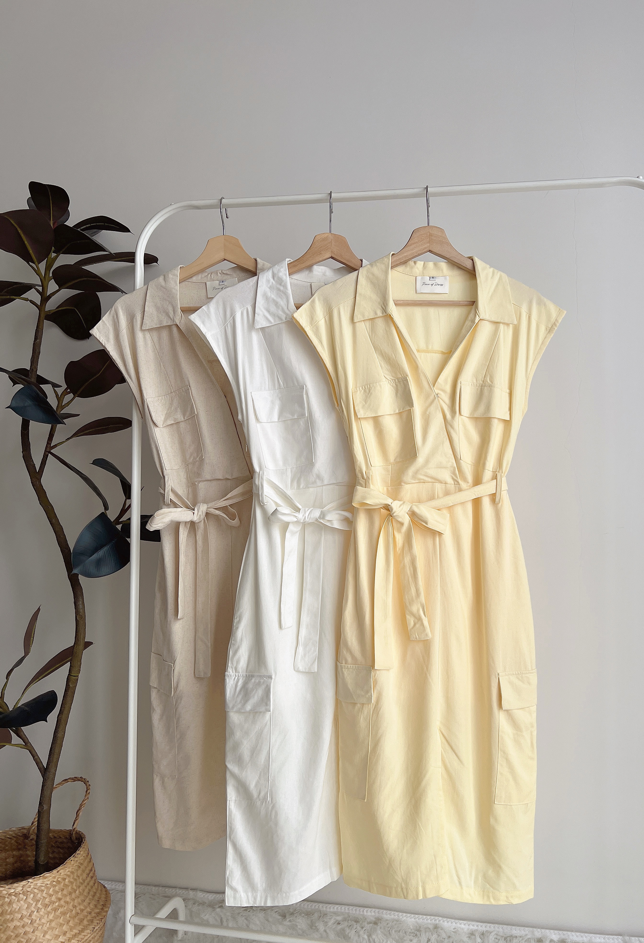 D71924 YUNA KR OVERSLEEVE LINEN DRESS