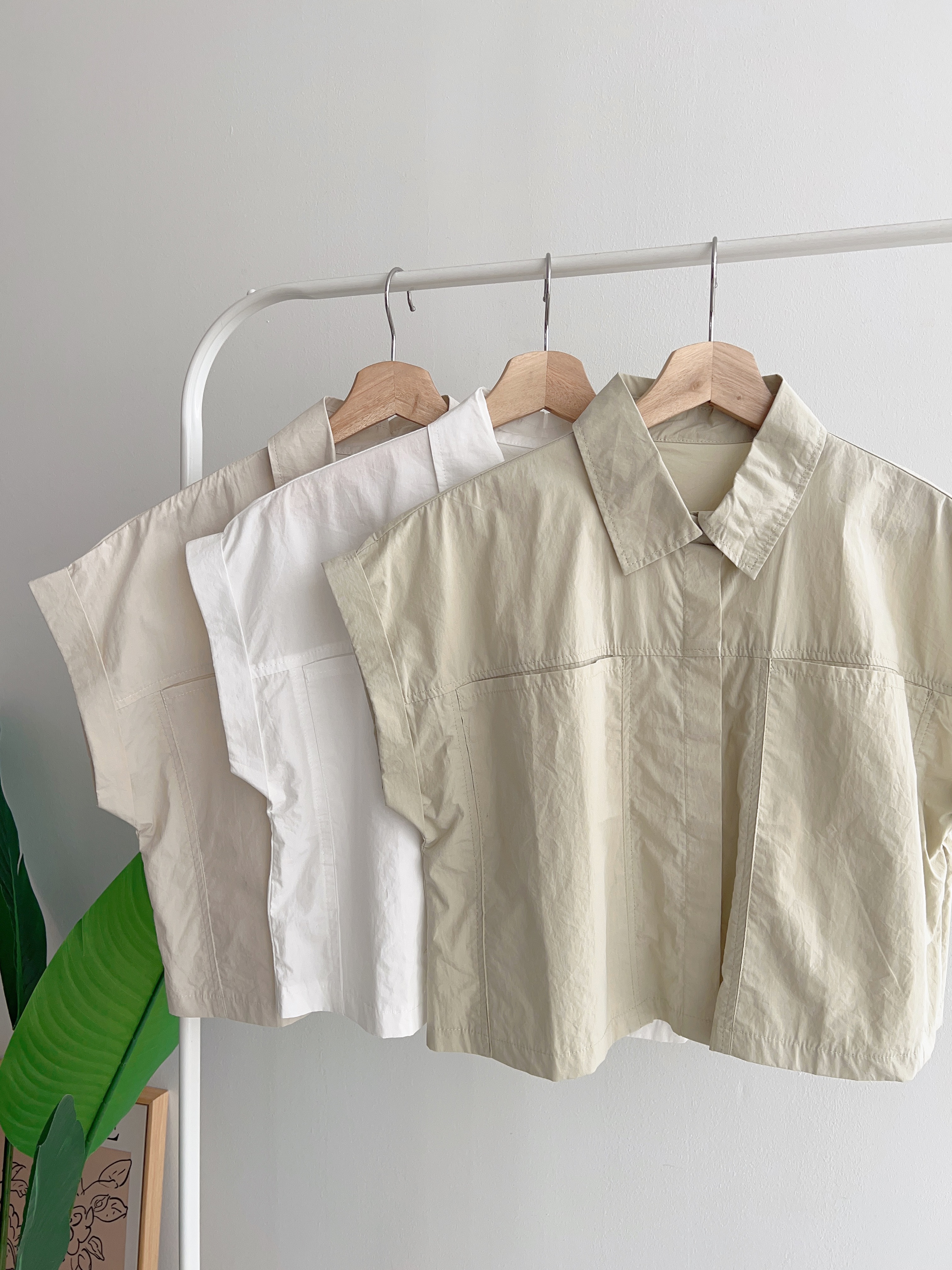 T70477 FOLDED SLEEVE COLLAR SHIRT 