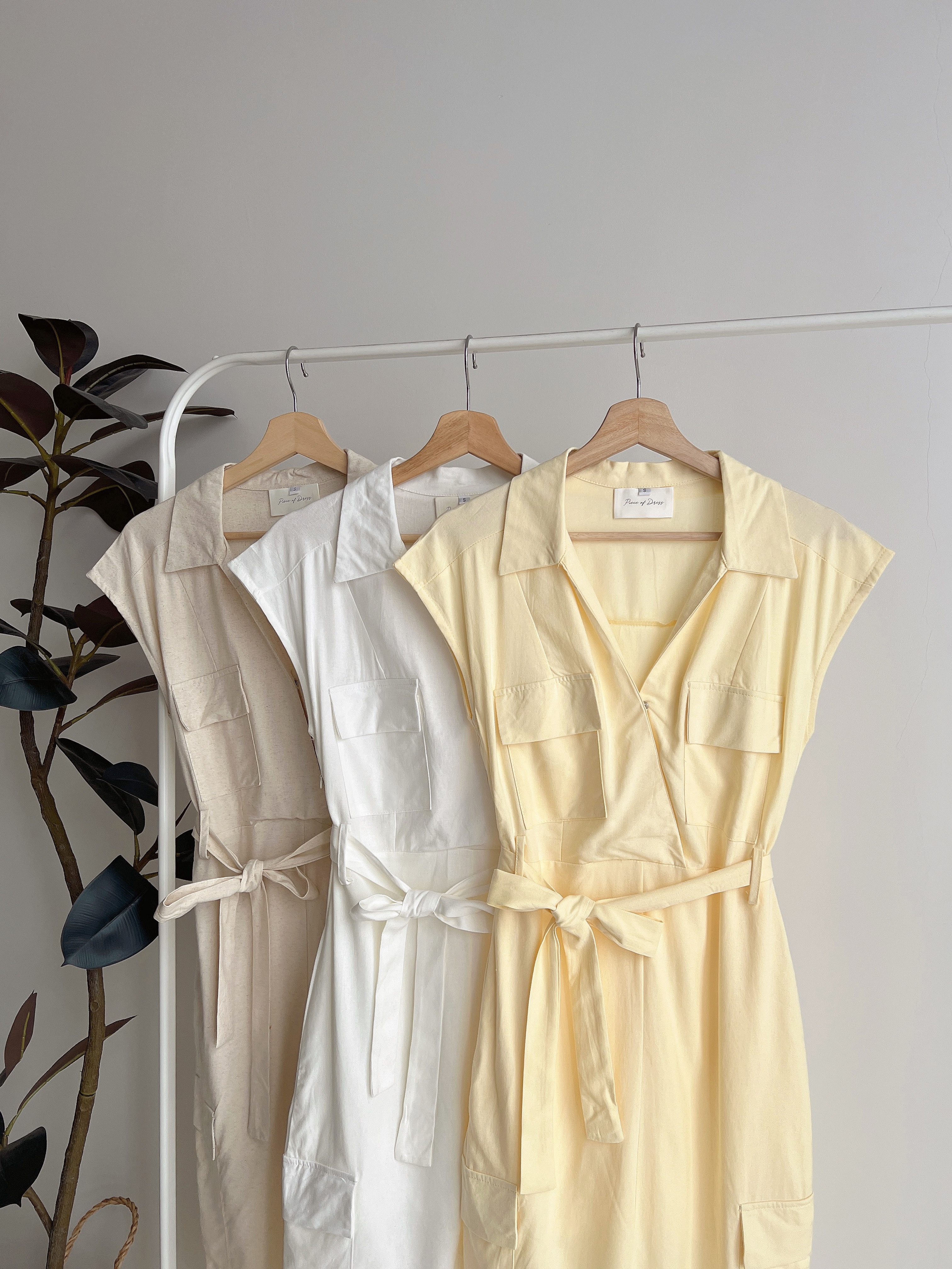 D71924 YUNA KR OVERSLEEVE LINEN DRESS