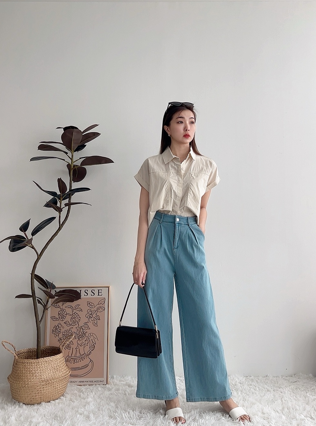 T70477 FOLDED SLEEVE COLLAR SHIRT 