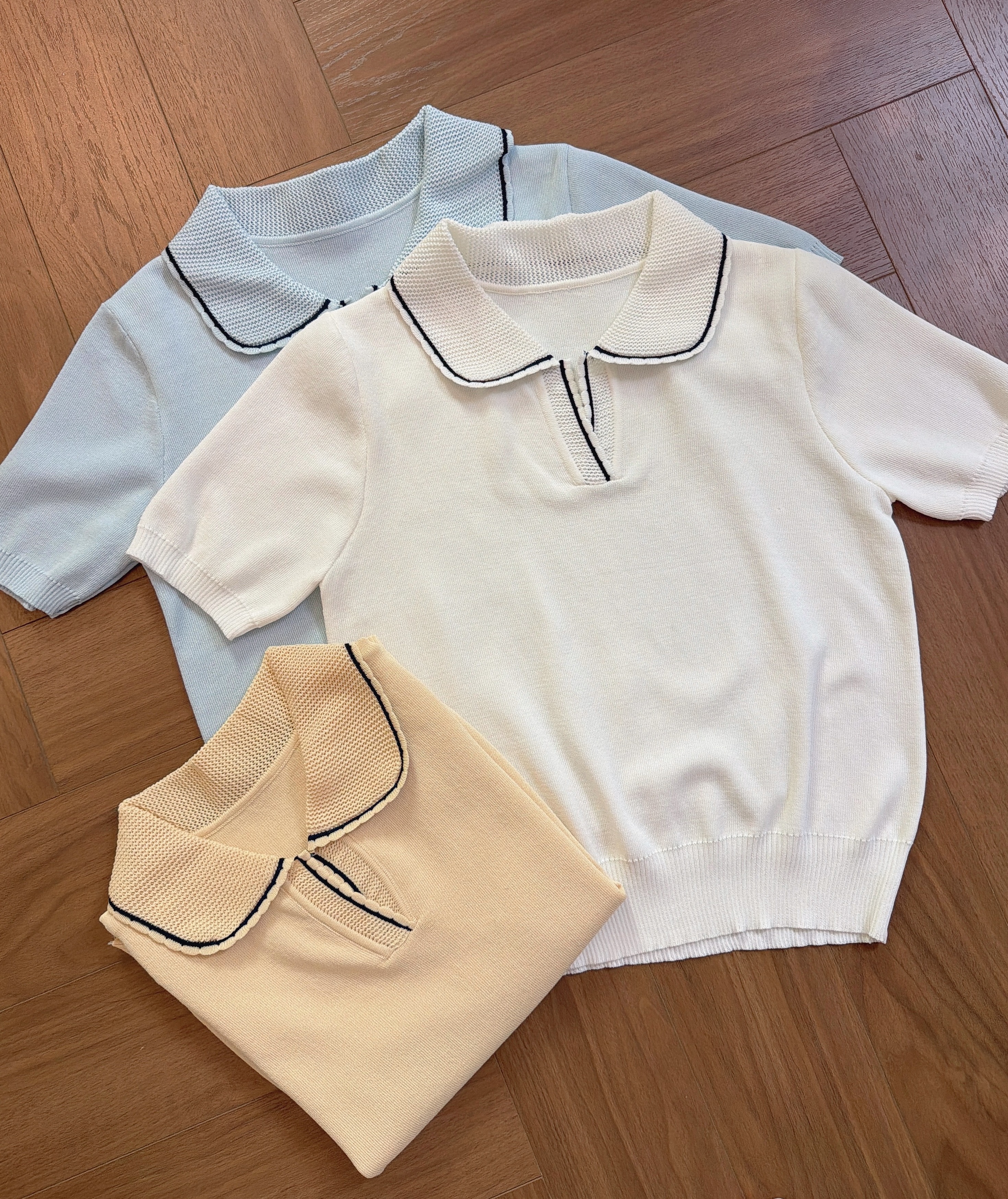 ZSJT1622 ELLY FRENCH COLLAR  KNIT TOP