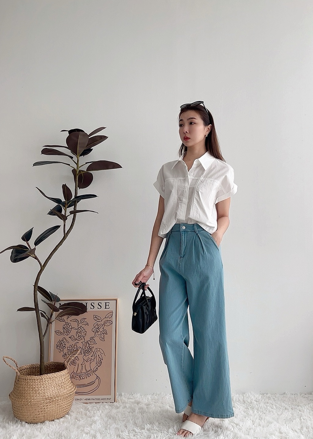 T70477 FOLDED SLEEVE COLLAR SHIRT 