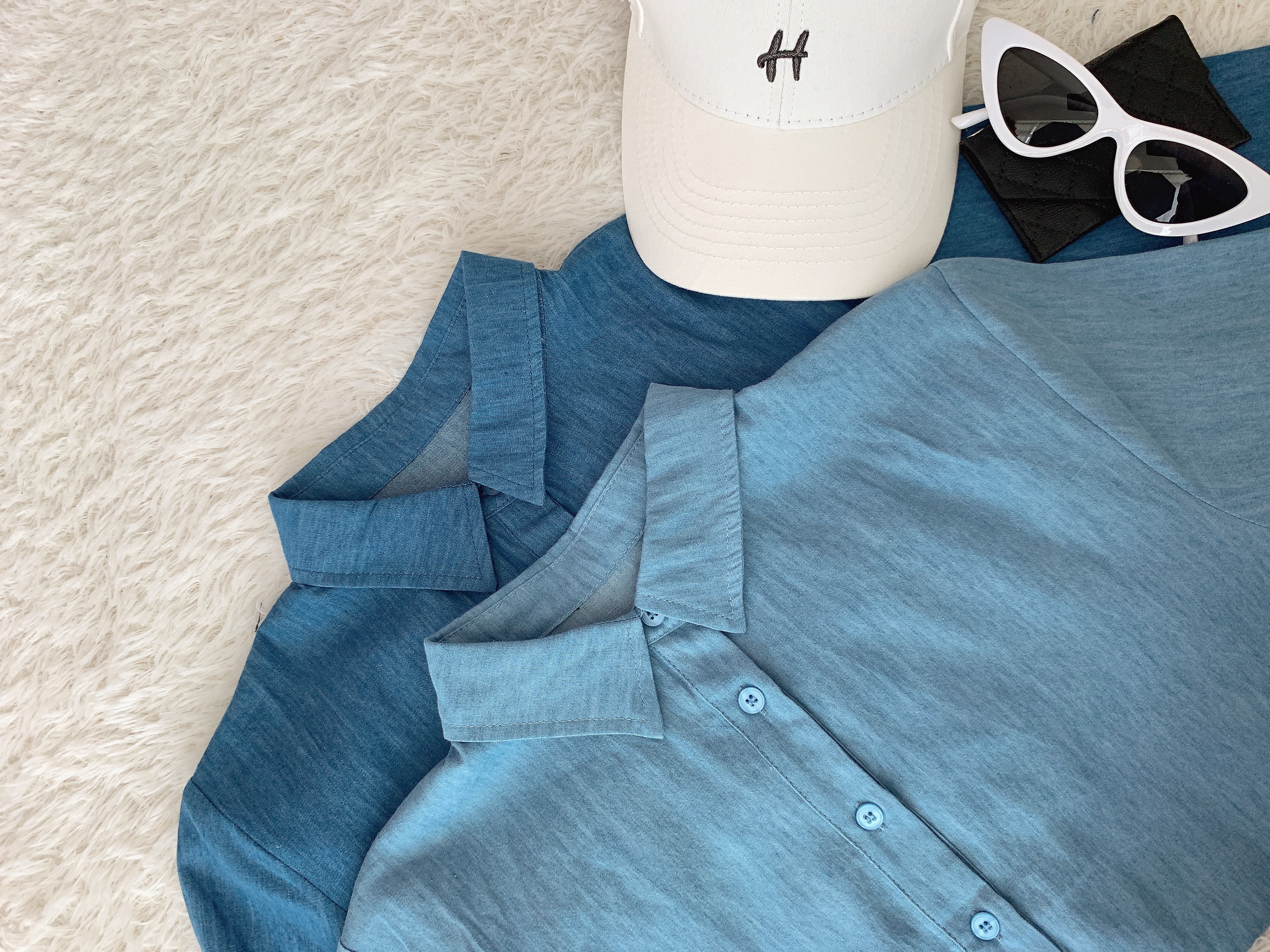 T60900 MEADOW WASH OFF DENIM BLOUSE