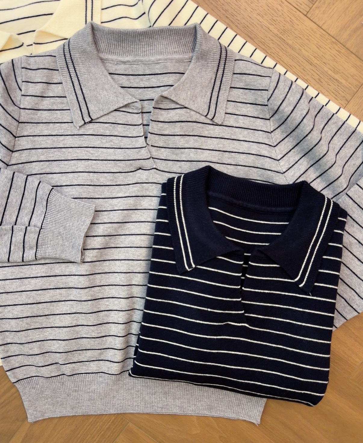 ZST2055 JENN COLLAR STRIPE KNIT TOP