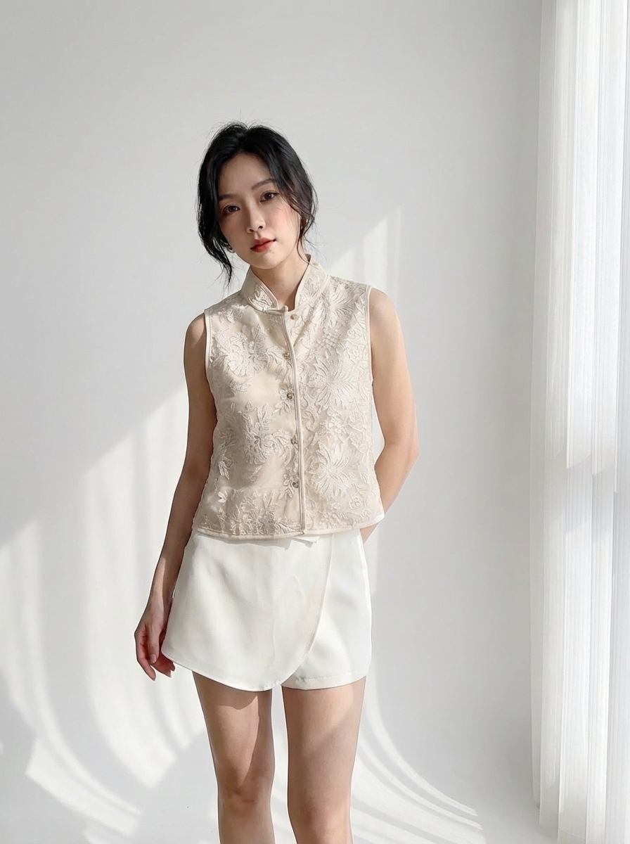 T72763 YAN EMBROI ORIENTAL TOP