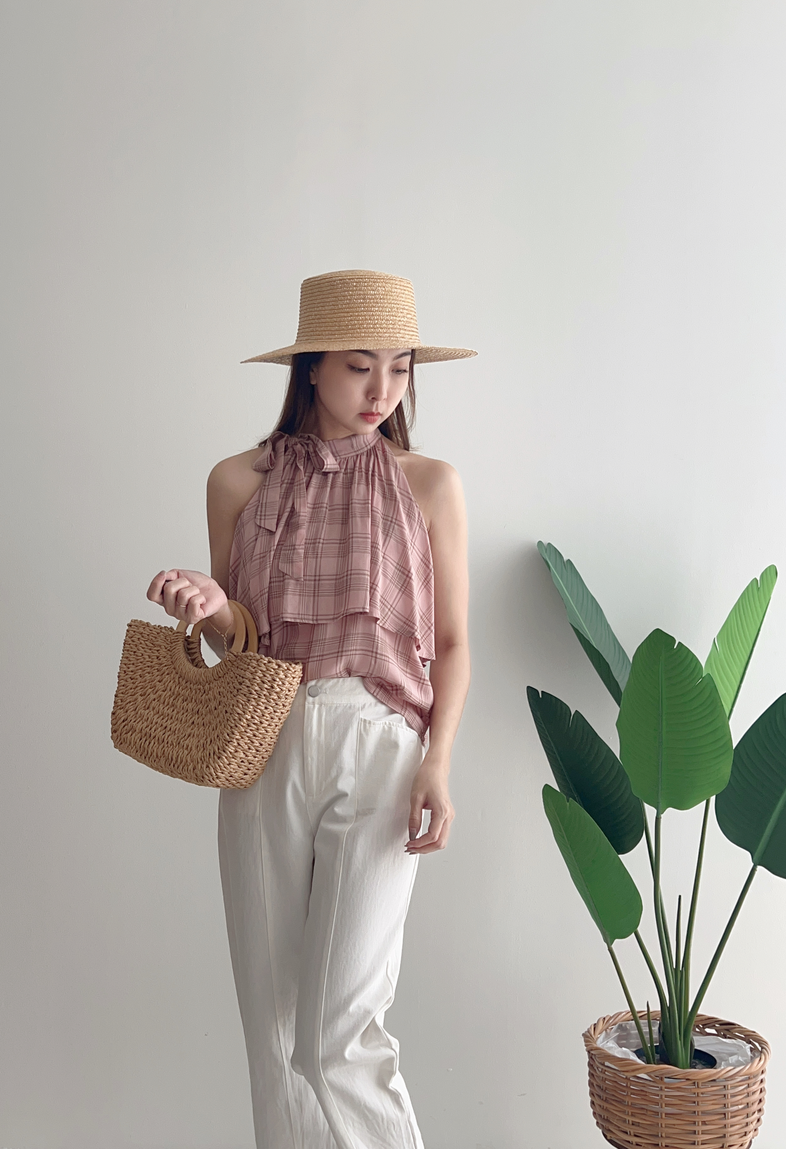 T9374 MORANDI CHECKER CUT IN TOP