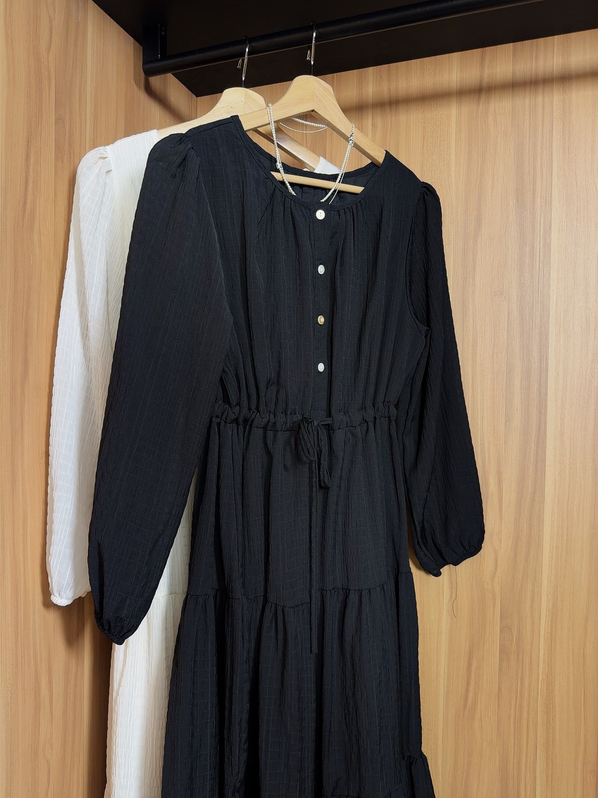 CCD203A MIYA TEXTURED DRAWSTRING DRESS