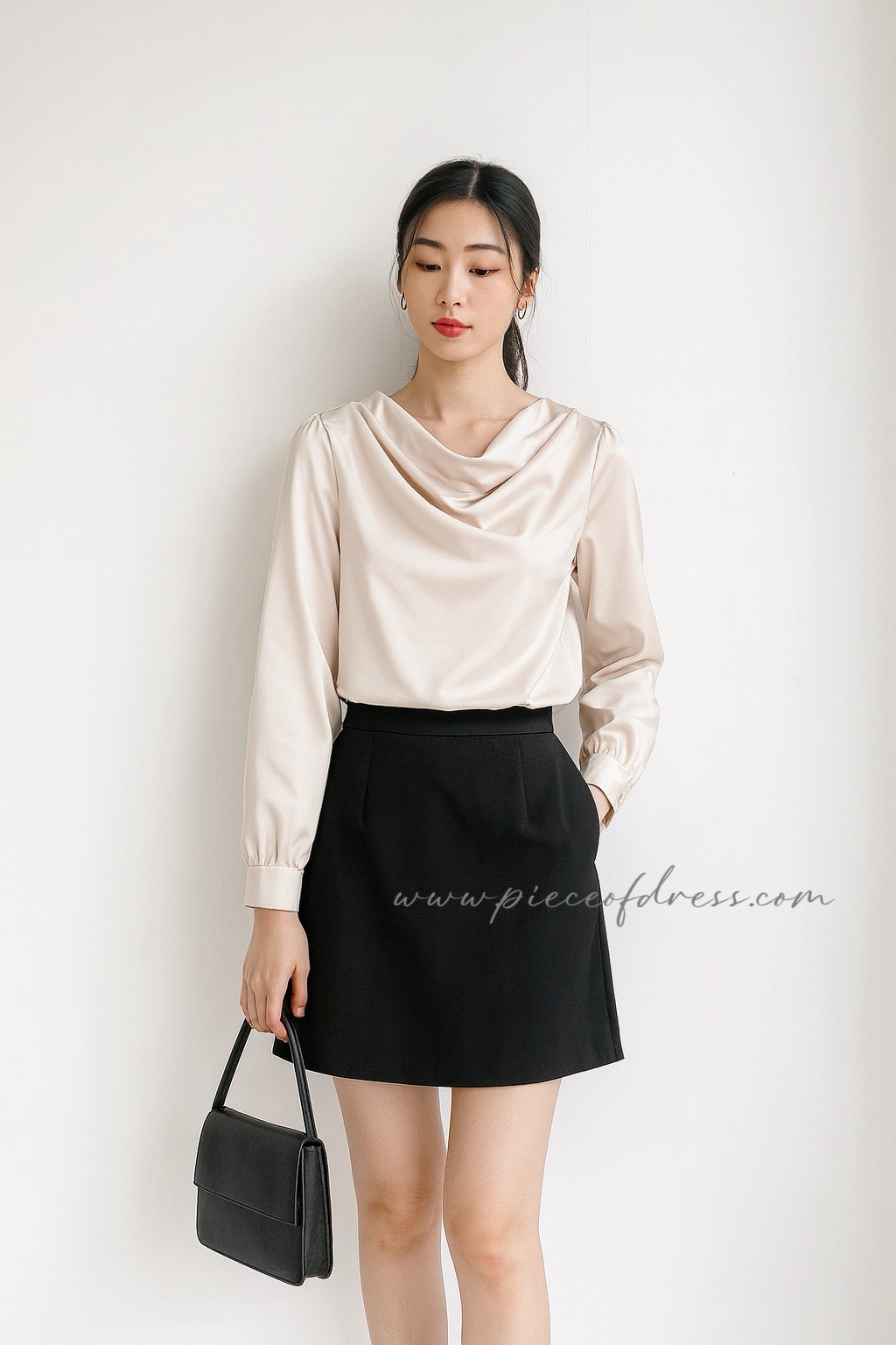 T72100 TIA DRAPPED ELEGANCE LONG SLEEVE BLOUSE