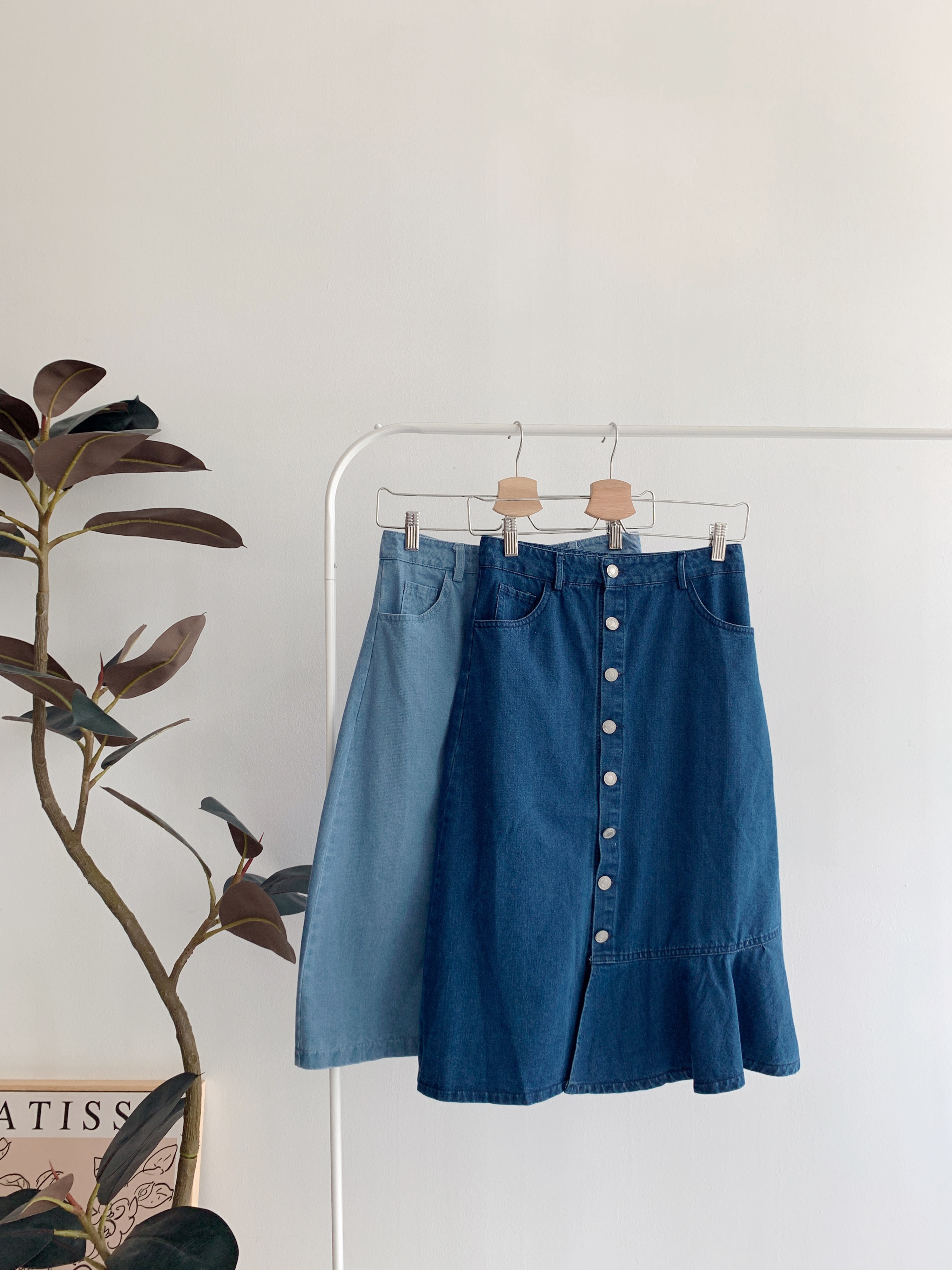 B70448 ORLA ASYMMETRICAL DENIM MIDI SKIRT