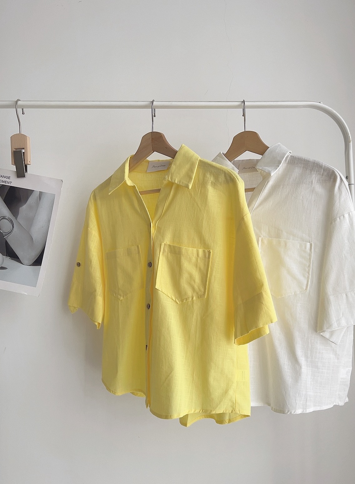 T72483 ELARA LINEN V COLLAR SHIRT