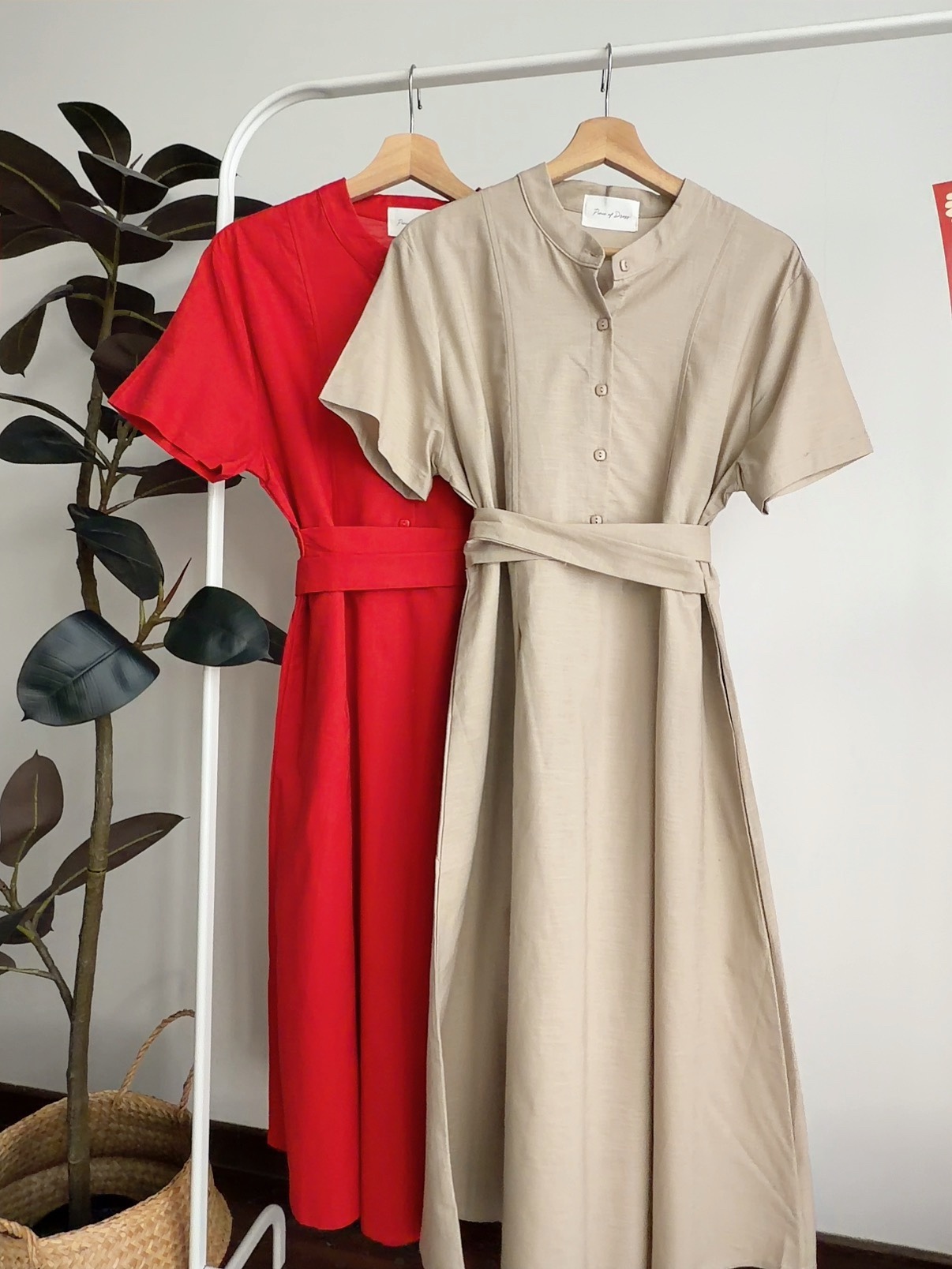 D72699 FAYE LINEN CROSS WAIST DRESS