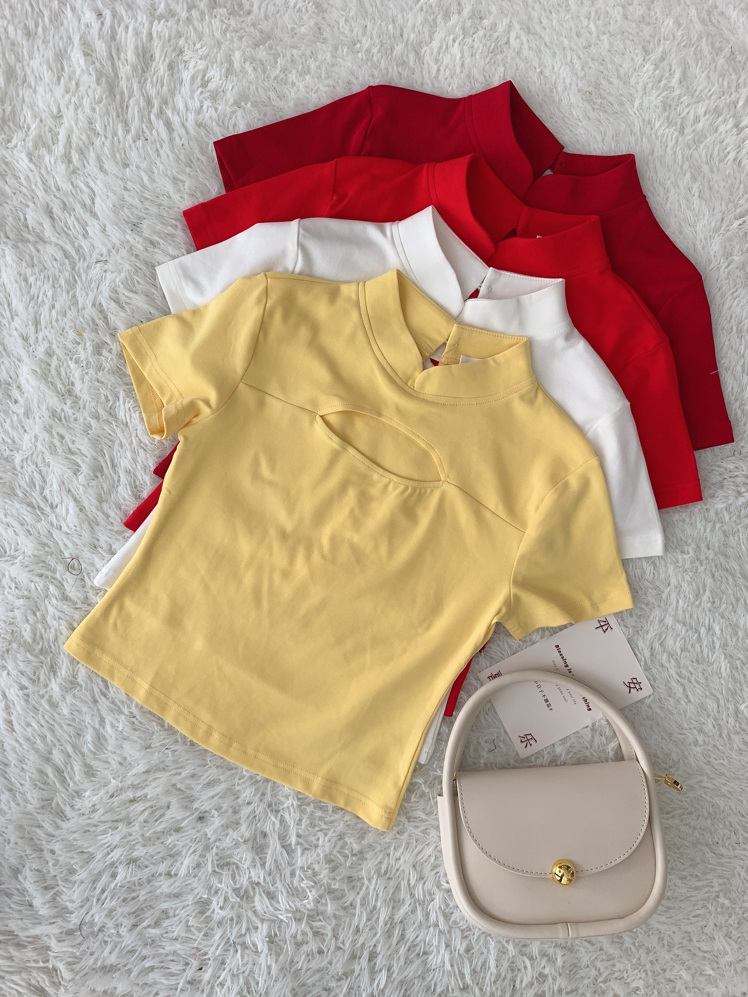 T60828 LOVY CHINESE HIGH COLLAR COTTON TEE