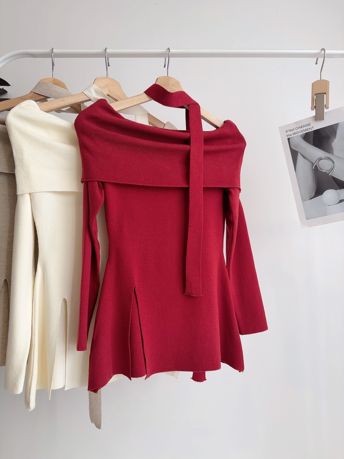 T72611 FENN OFF SHOULDER TIE KNIT TOP