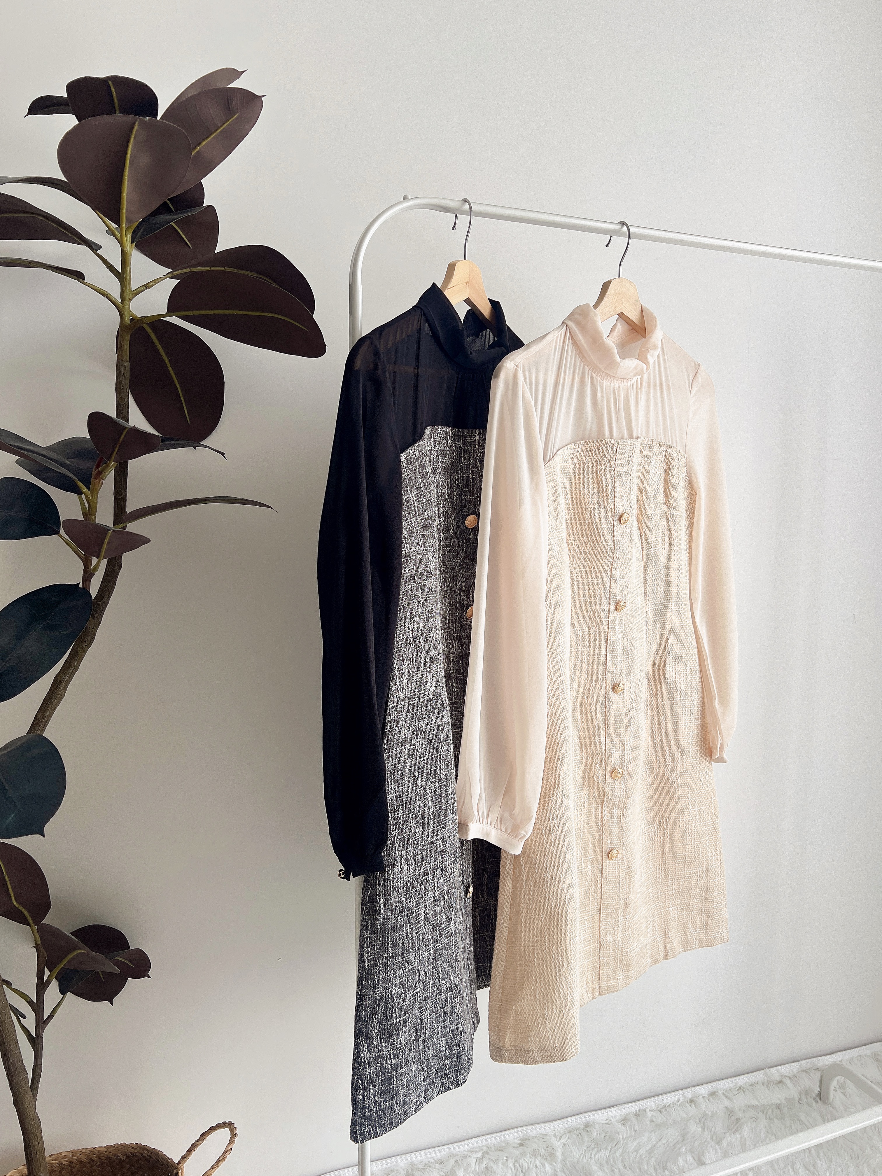 D71992  QUINN TWEED SHEER PREMIUM DRESS 