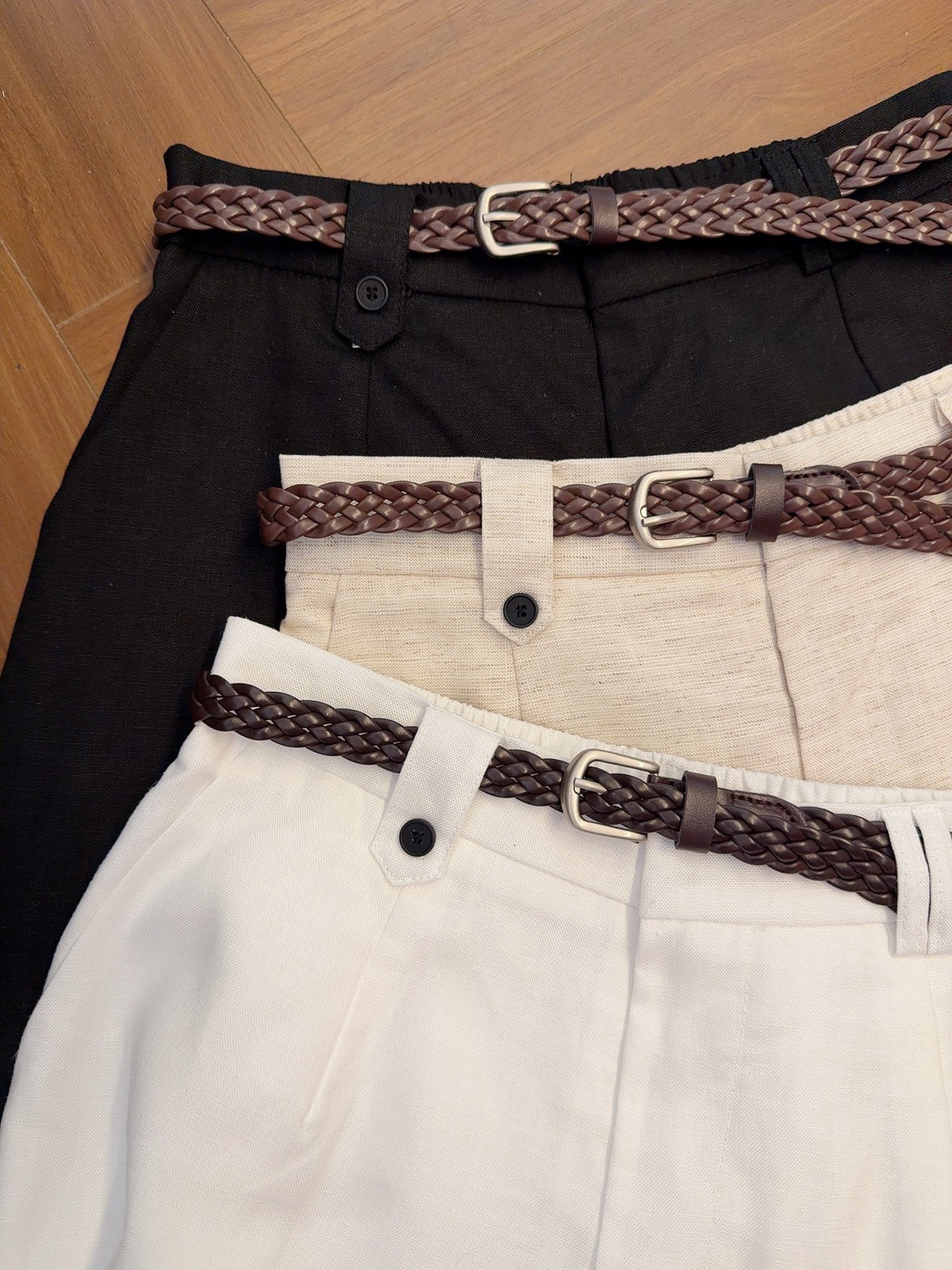DDB3967 PHERE BELTED LINEN SHORTS