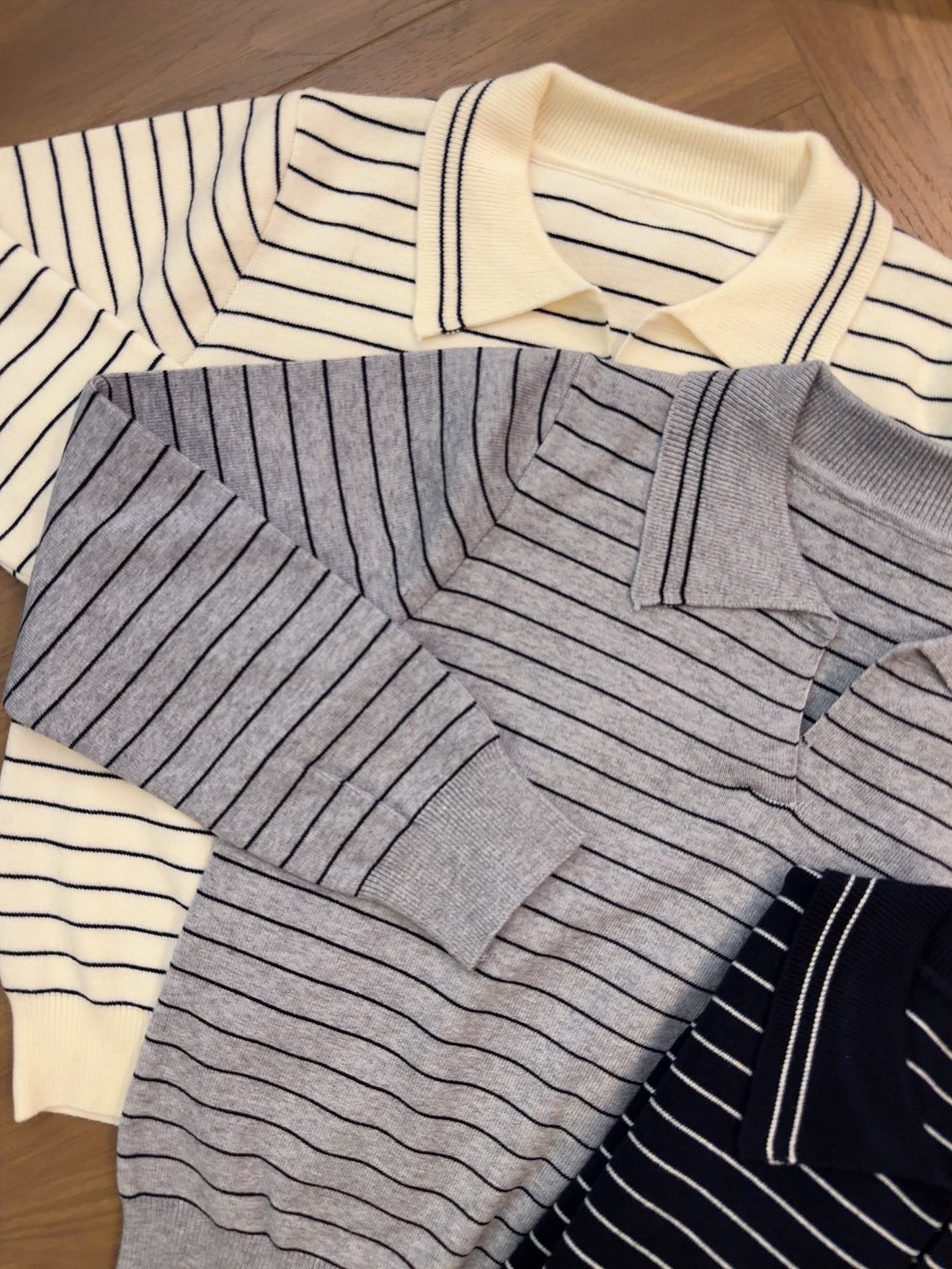 ZST2055 JENN COLLAR STRIPE KNIT TOP
