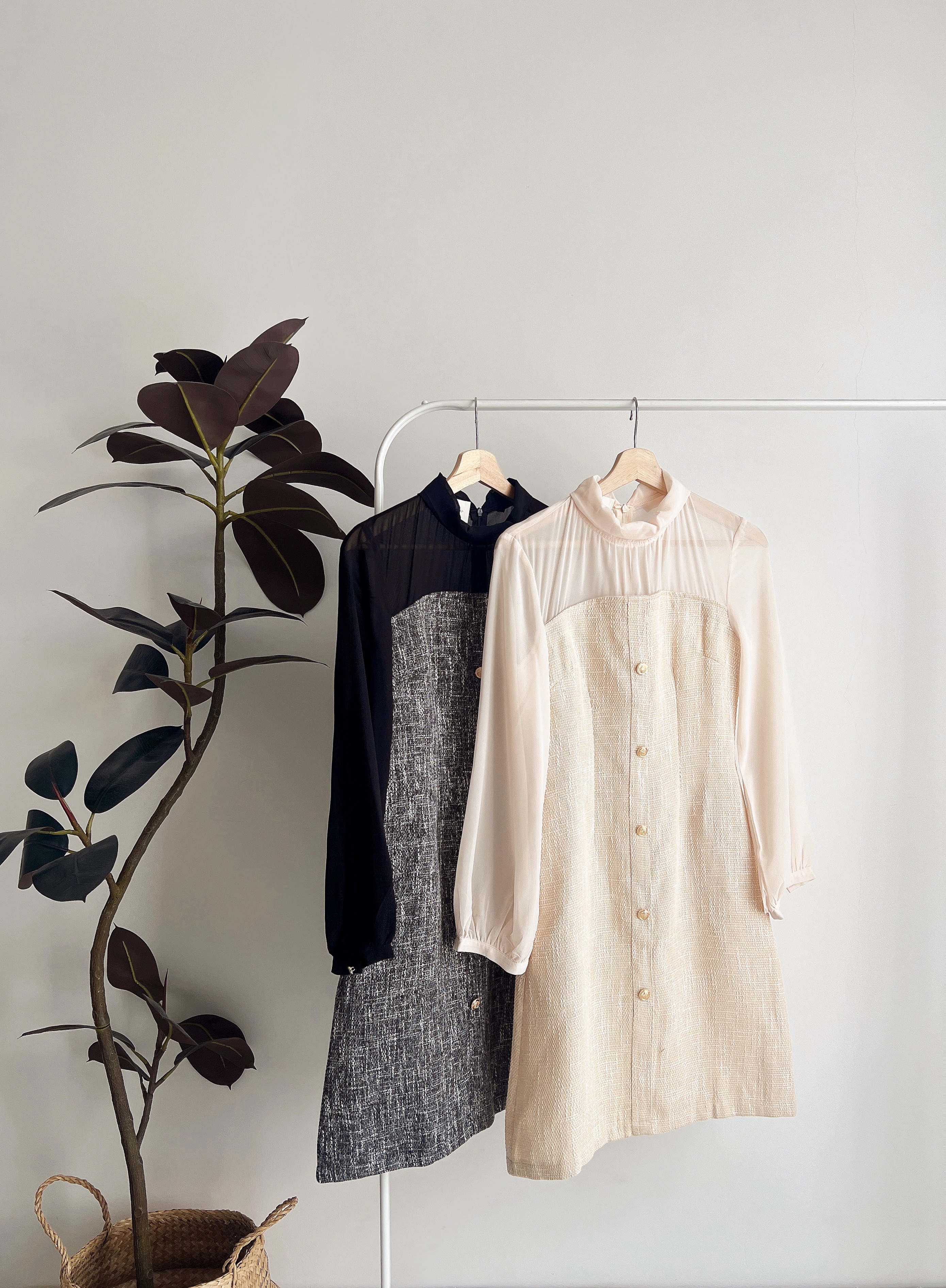 D71992  QUINN TWEED SHEER PREMIUM DRESS 