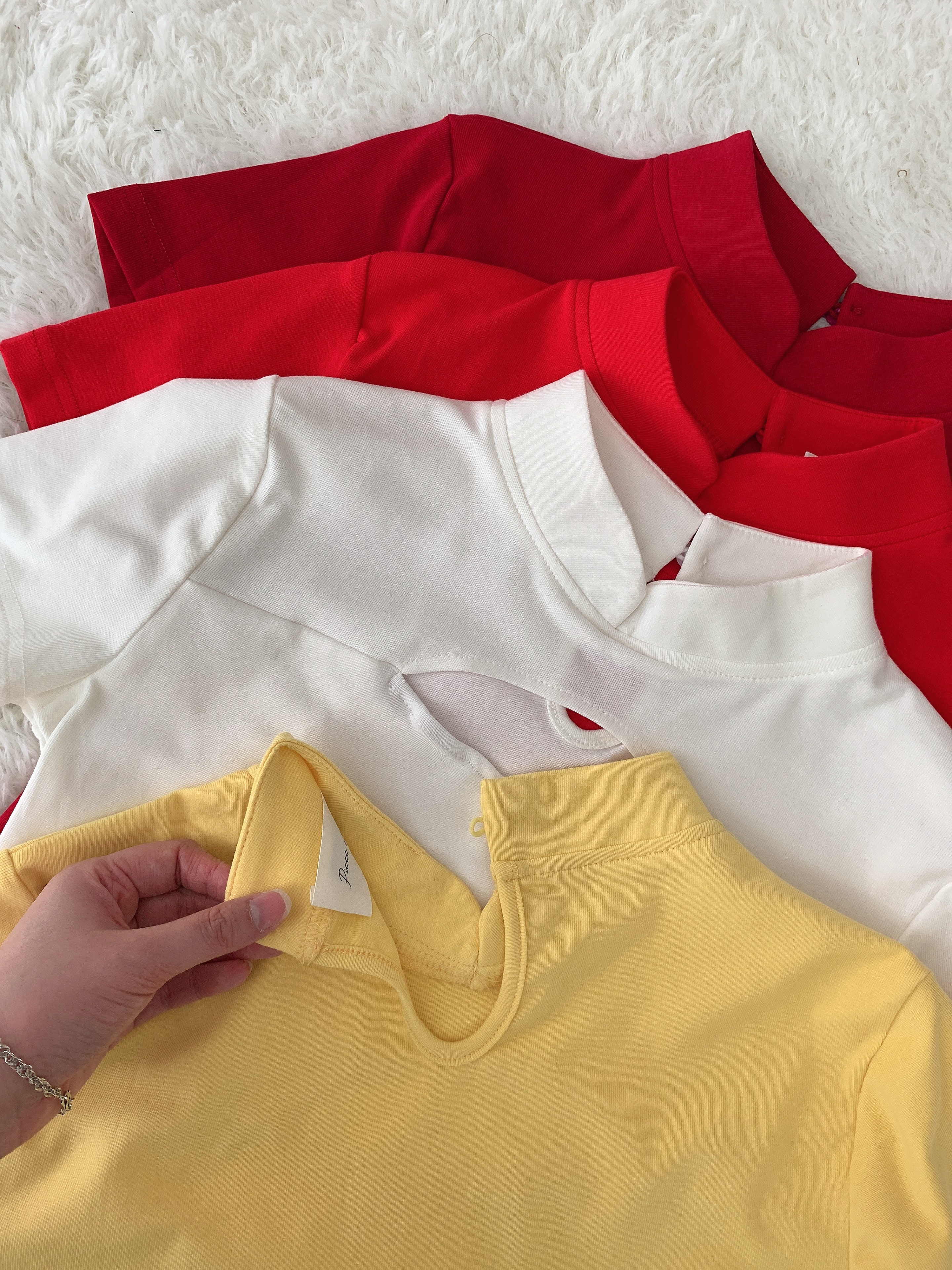 T60828 LOVY CHINESE HIGH COLLAR COTTON TEE