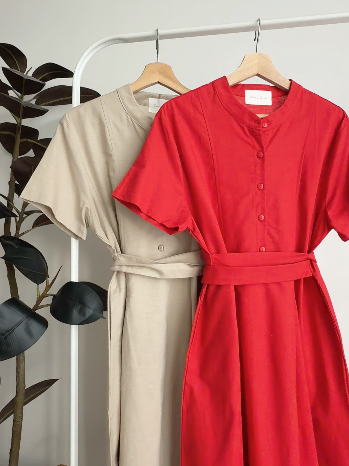 D72699 FAYE LINEN CROSS WAIST DRESS