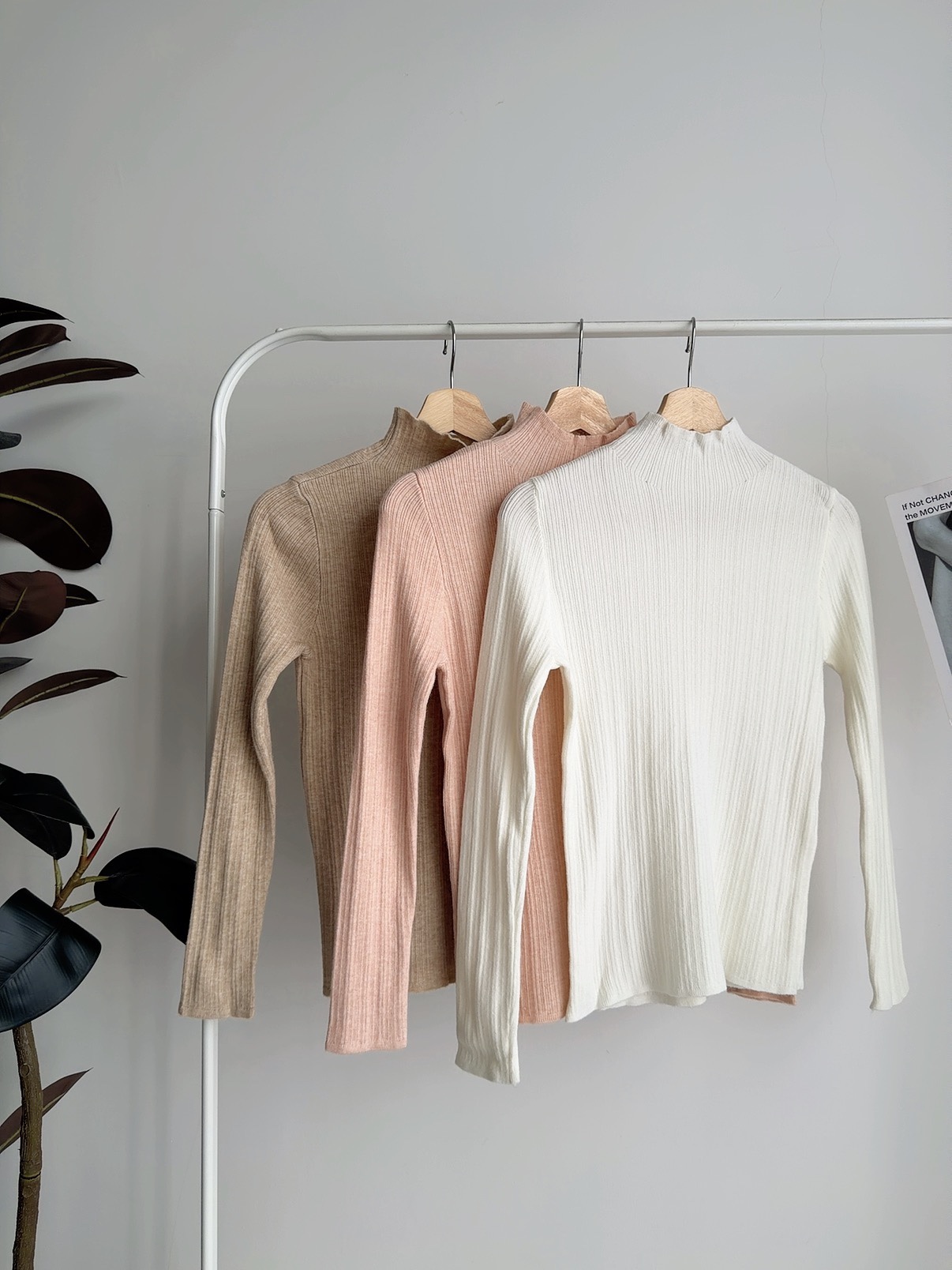 T72602 ARIE HIGH NECK RIB  KNIT 