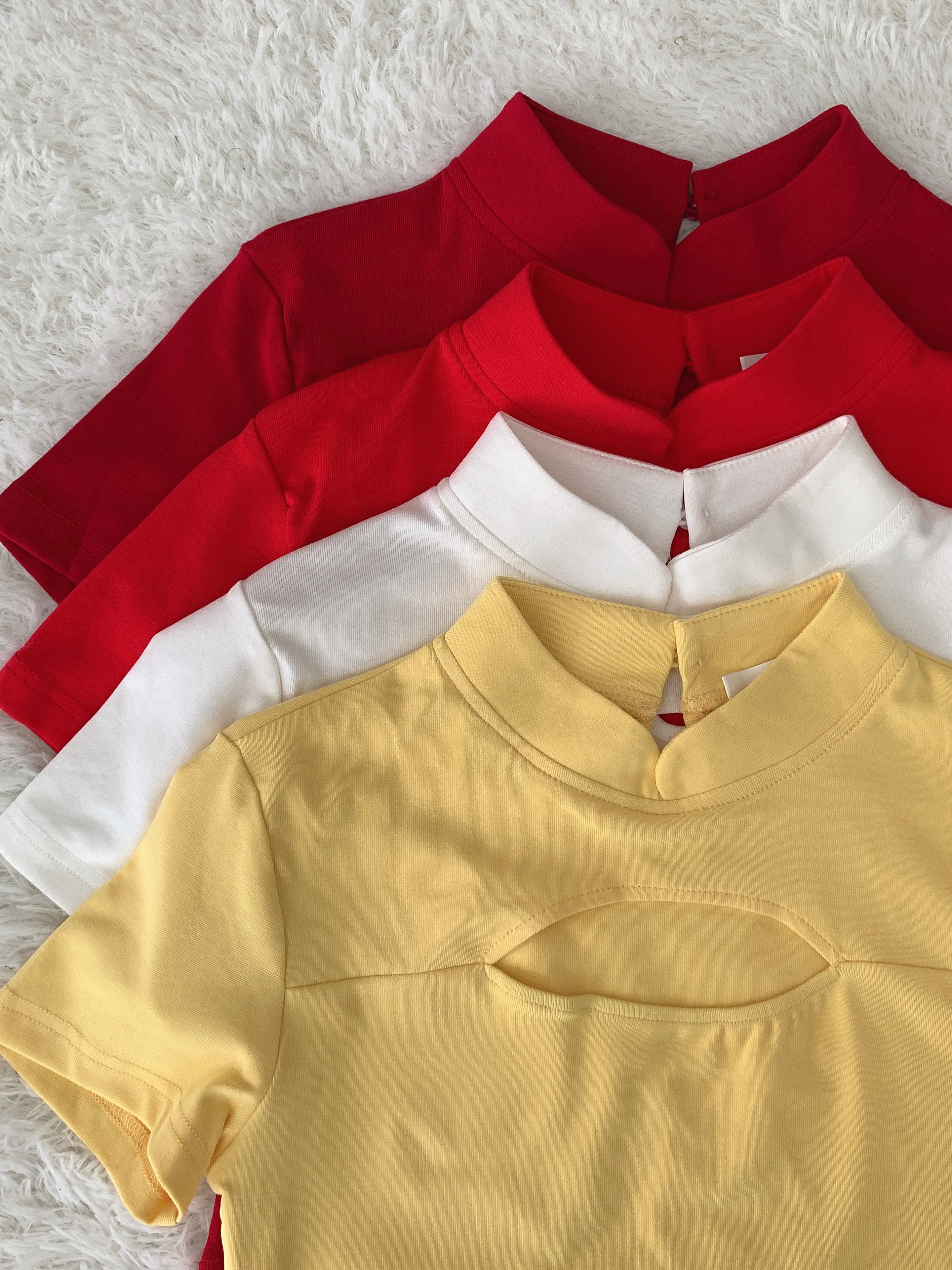 T60828 LOVY CHINESE HIGH COLLAR COTTON TEE