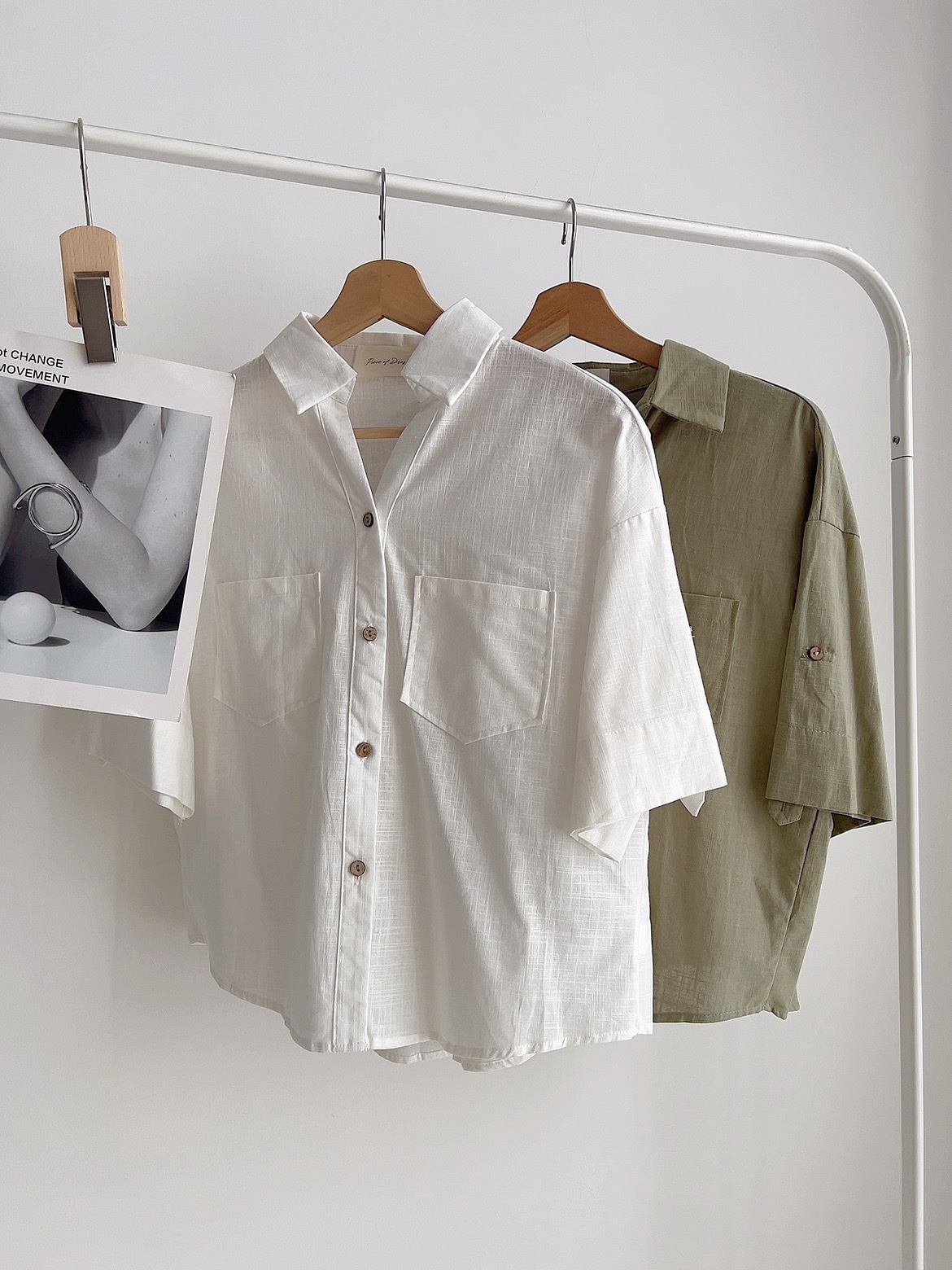 T72483 ELARA LINEN V COLLAR SHIRT