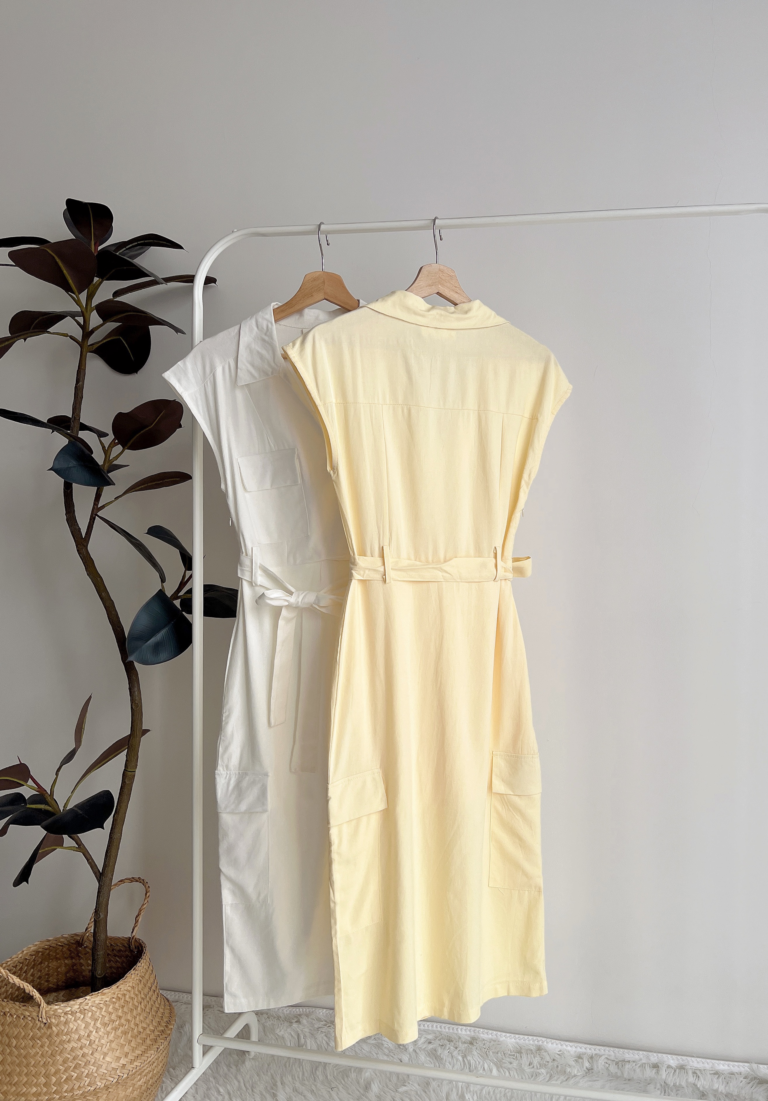 D71924 YUNA KR OVERSLEEVE LINEN DRESS