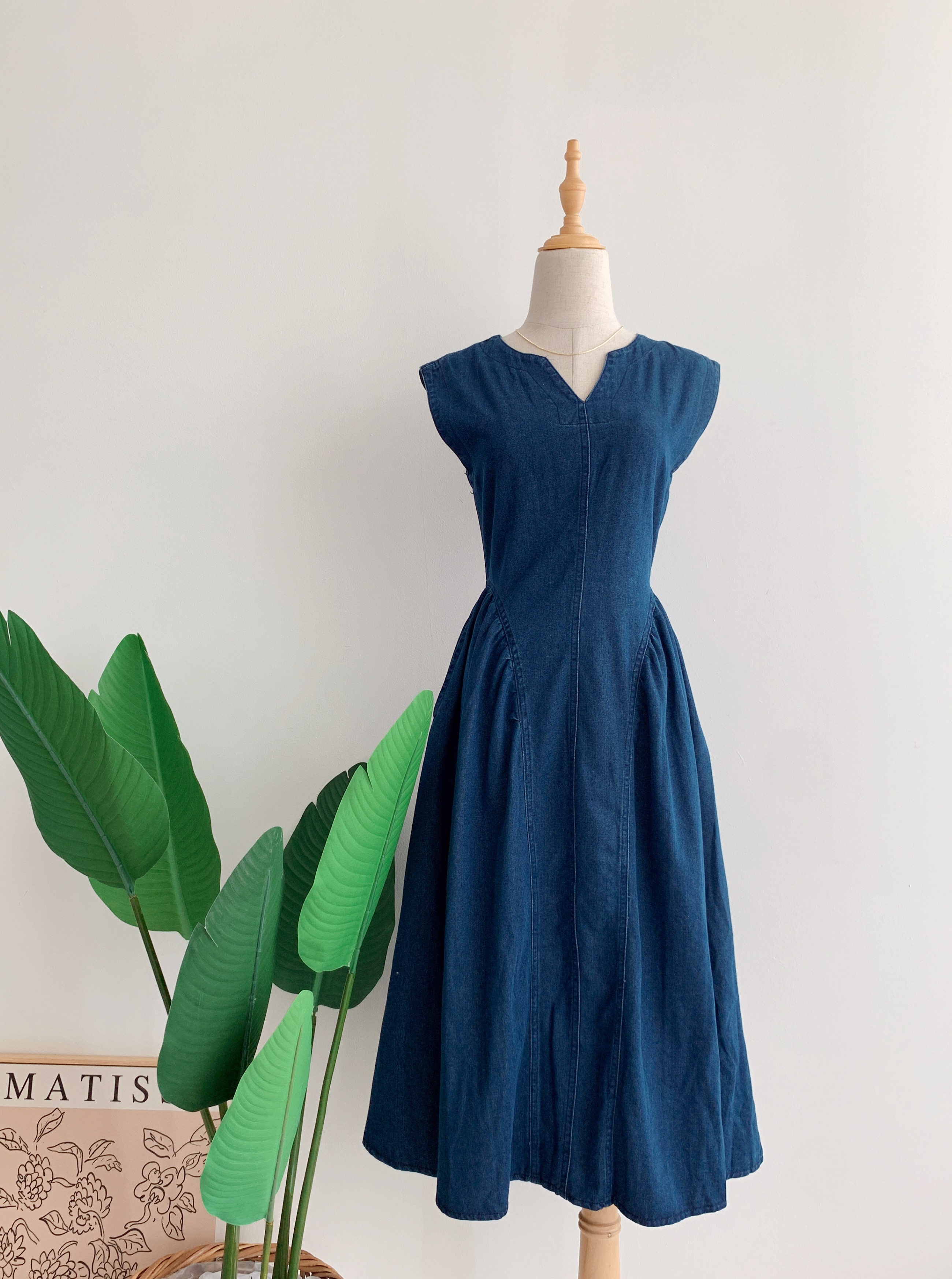 D70515 FERYA VNECK DENIM DRESS