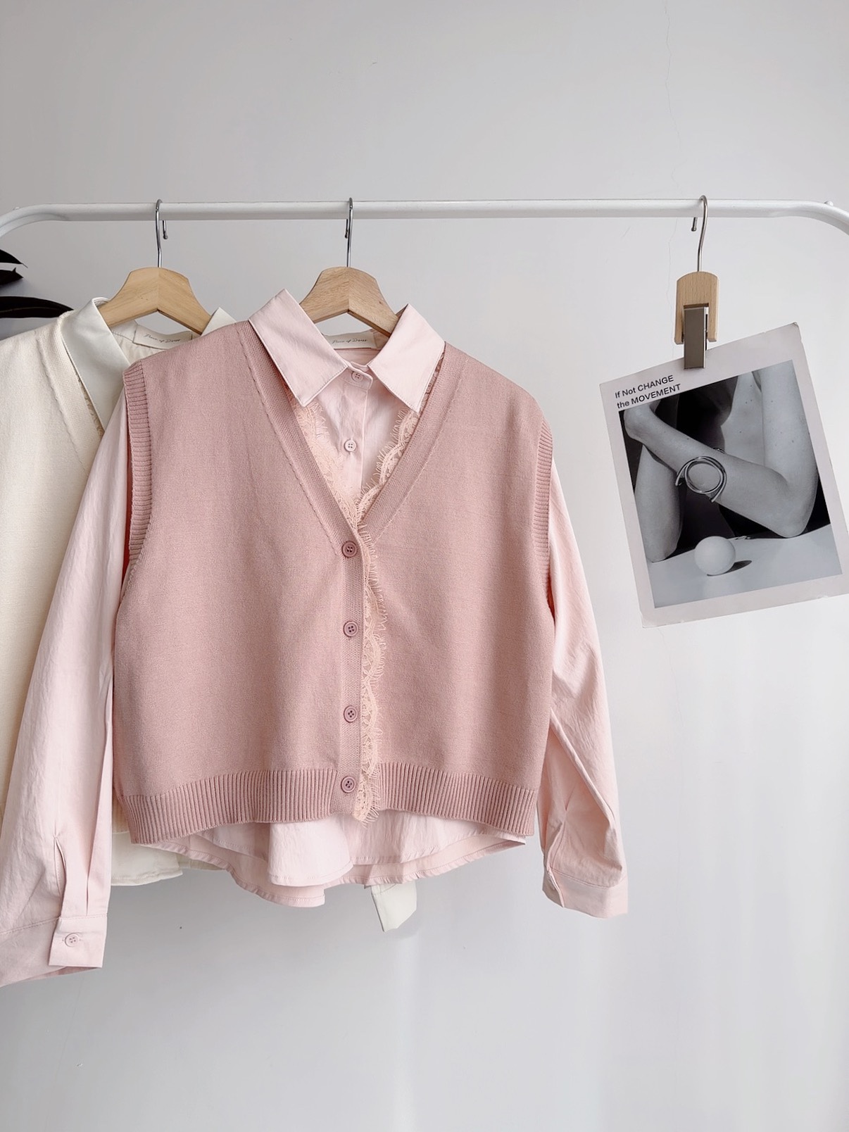 S72608 HAISLEY LACEY KNIT VEST SHIRT SET