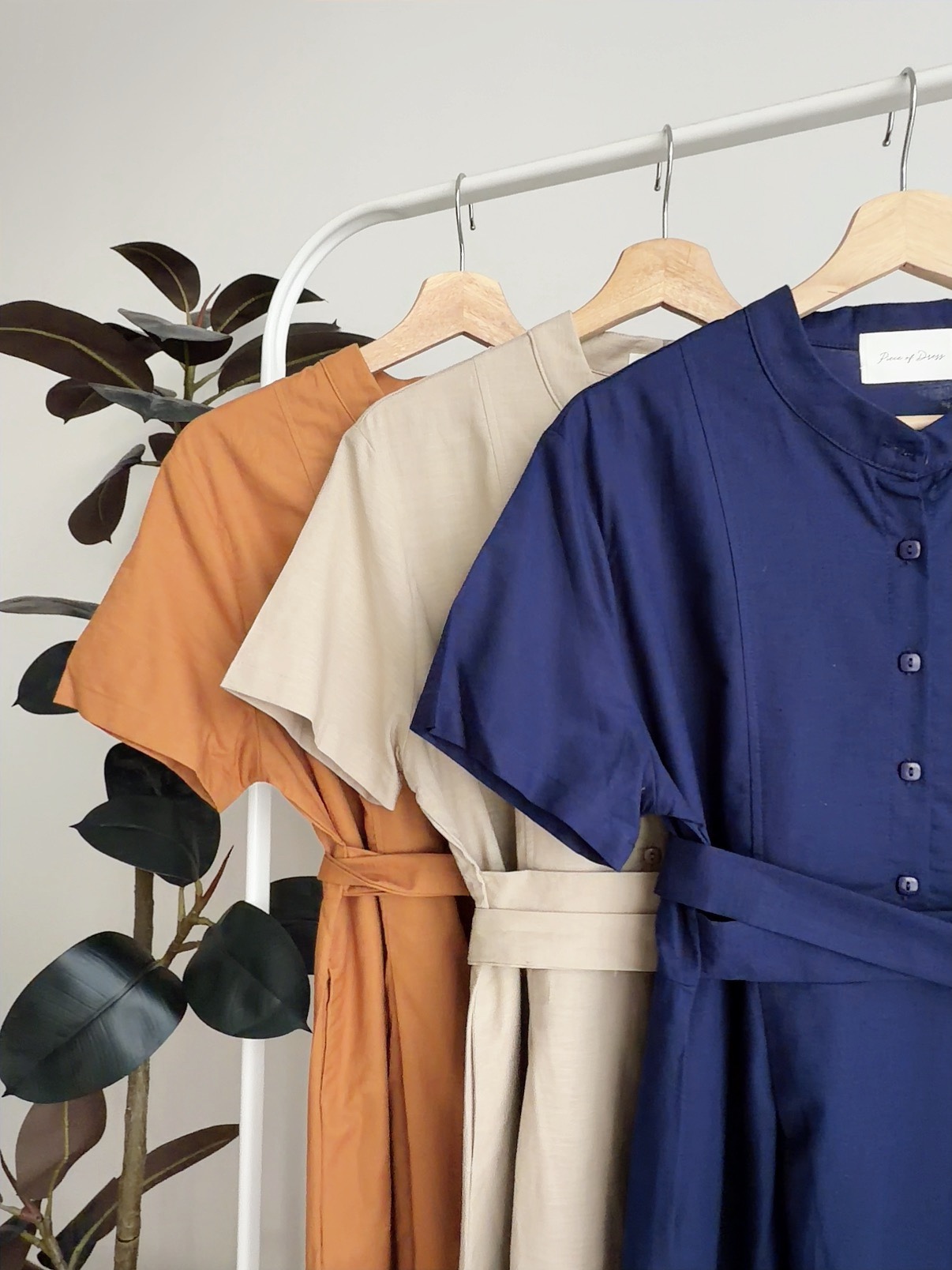 D72699 FAYE LINEN CROSS WAIST DRESS