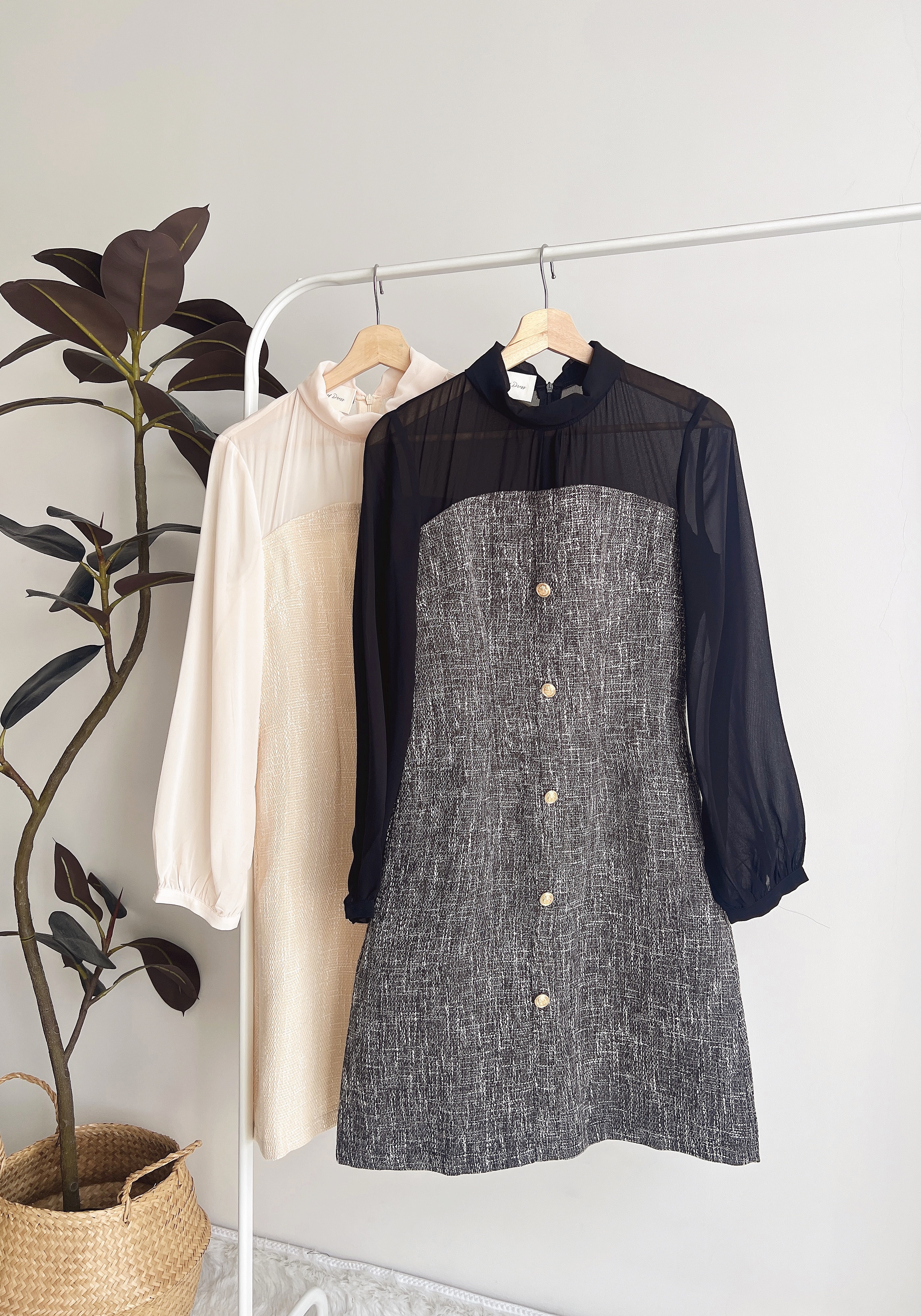 D71992  QUINN TWEED SHEER PREMIUM DRESS 