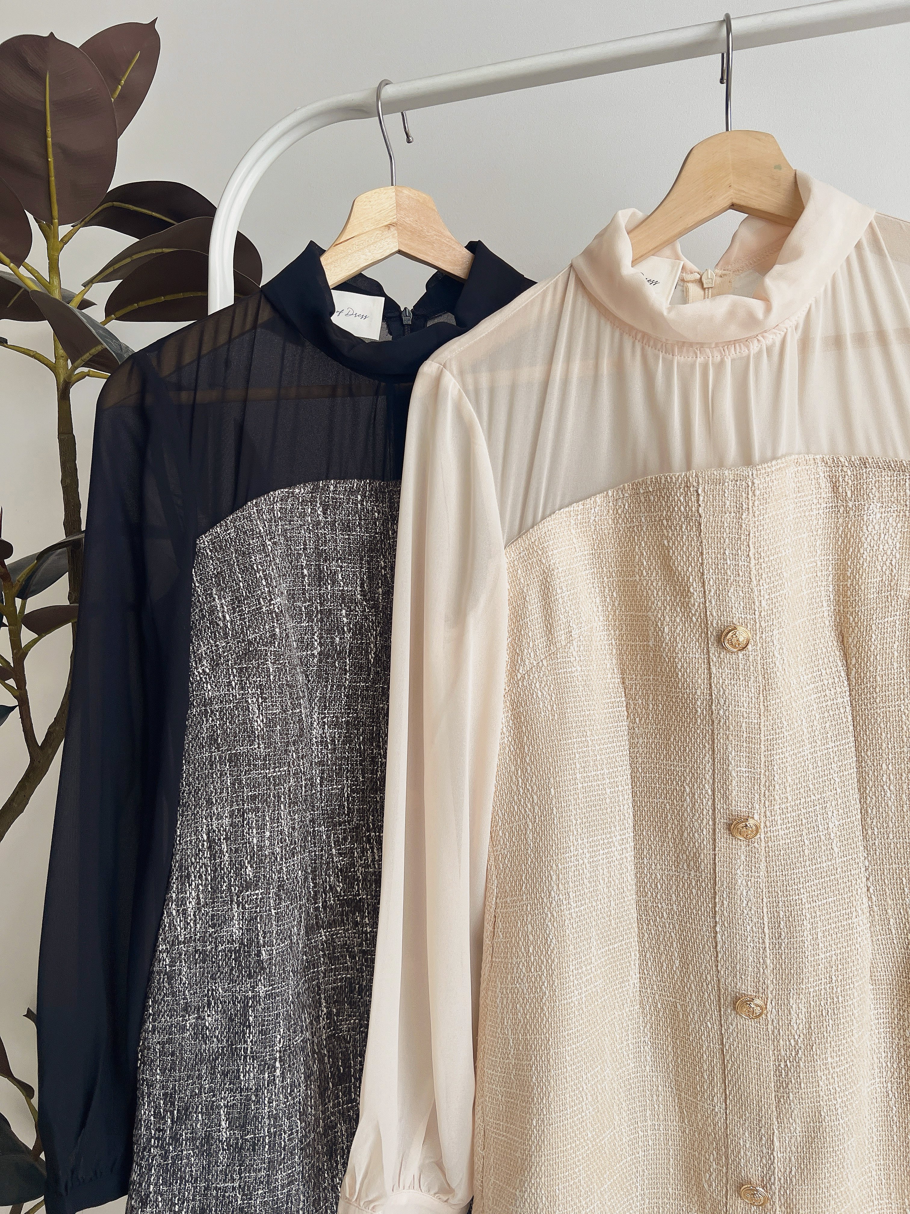 D71992  QUINN TWEED SHEER PREMIUM DRESS 