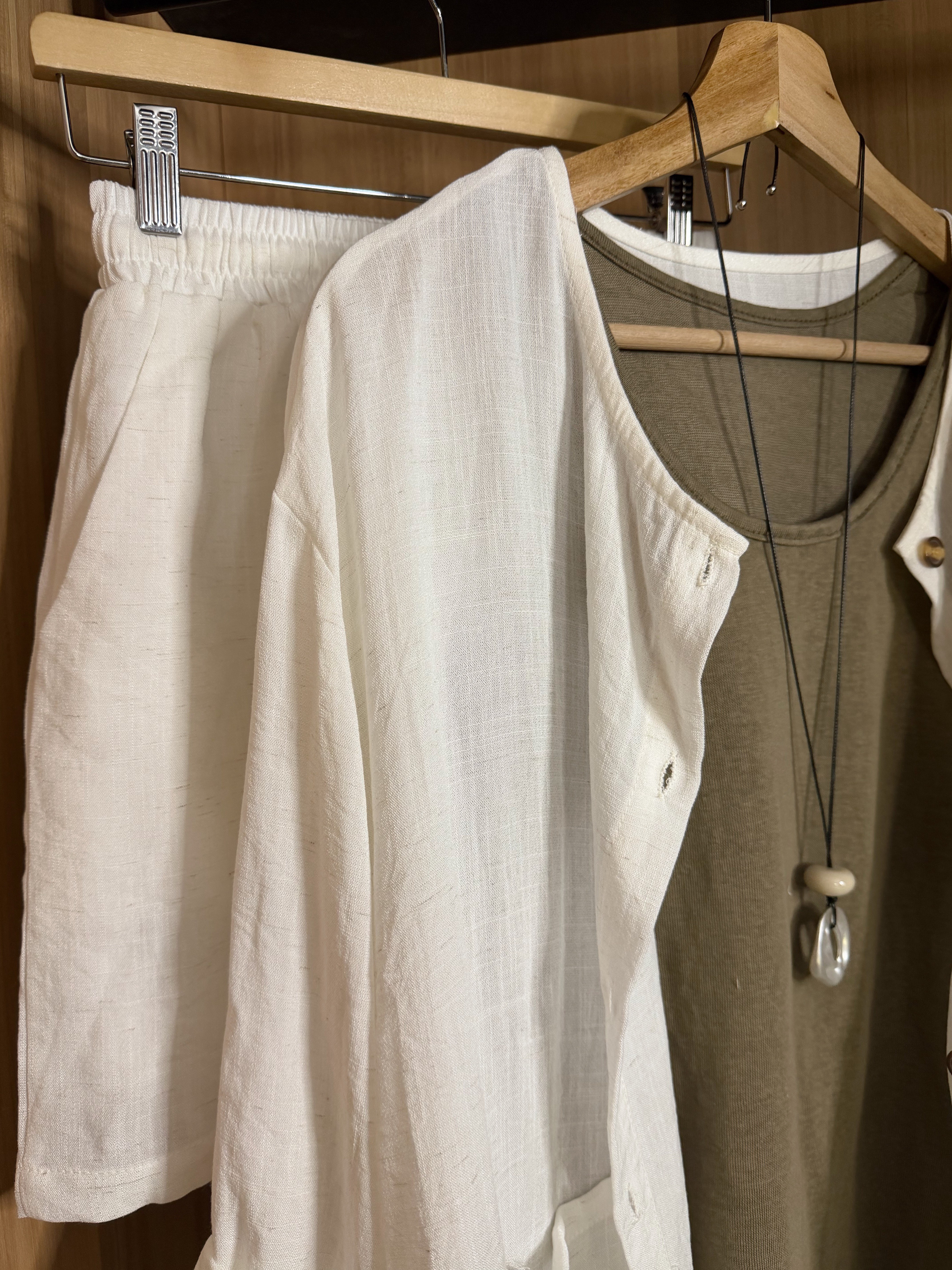 JEHS85028 MUJI  LINEN SHORT SET